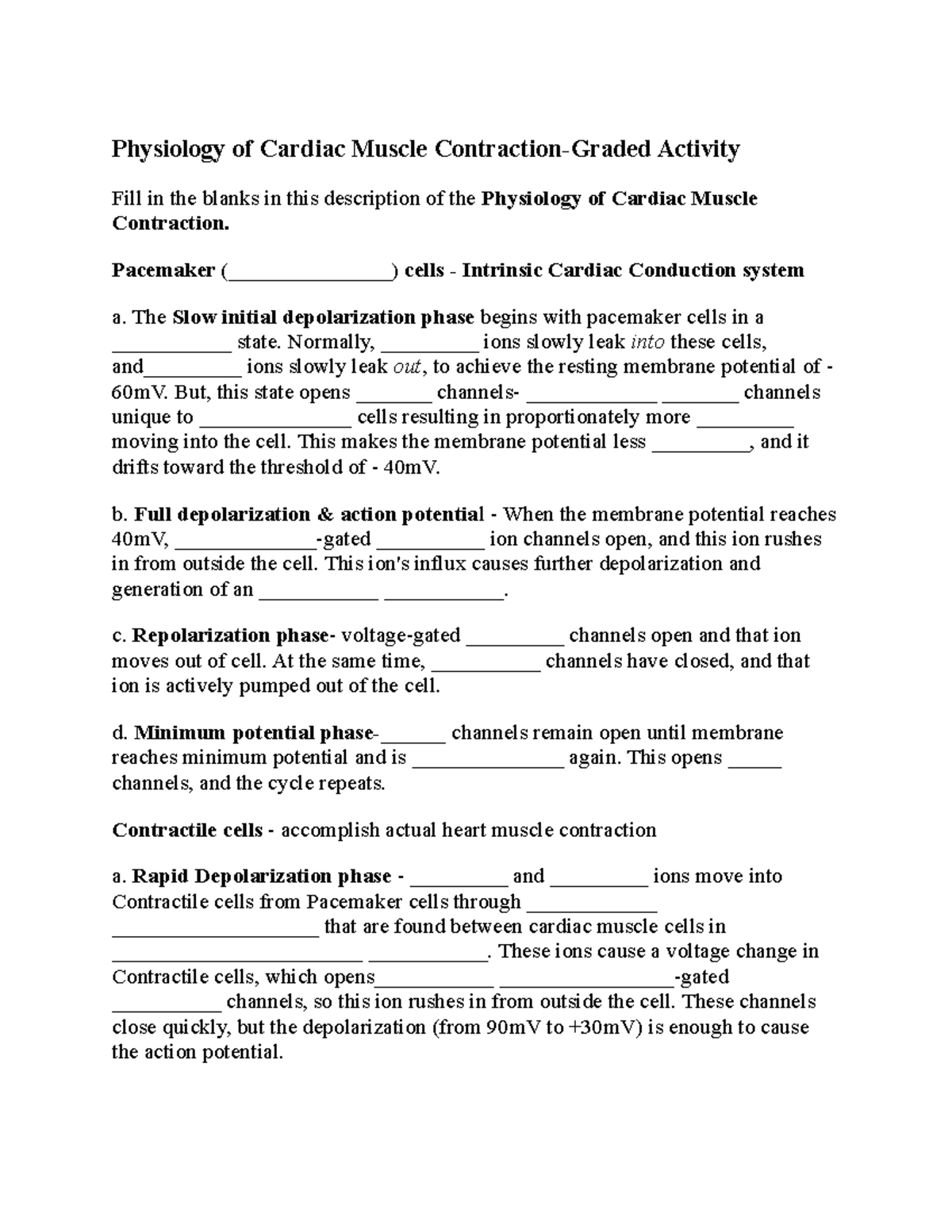 Physiology of Cardiac Muscle Contraction - Pacemaker ...