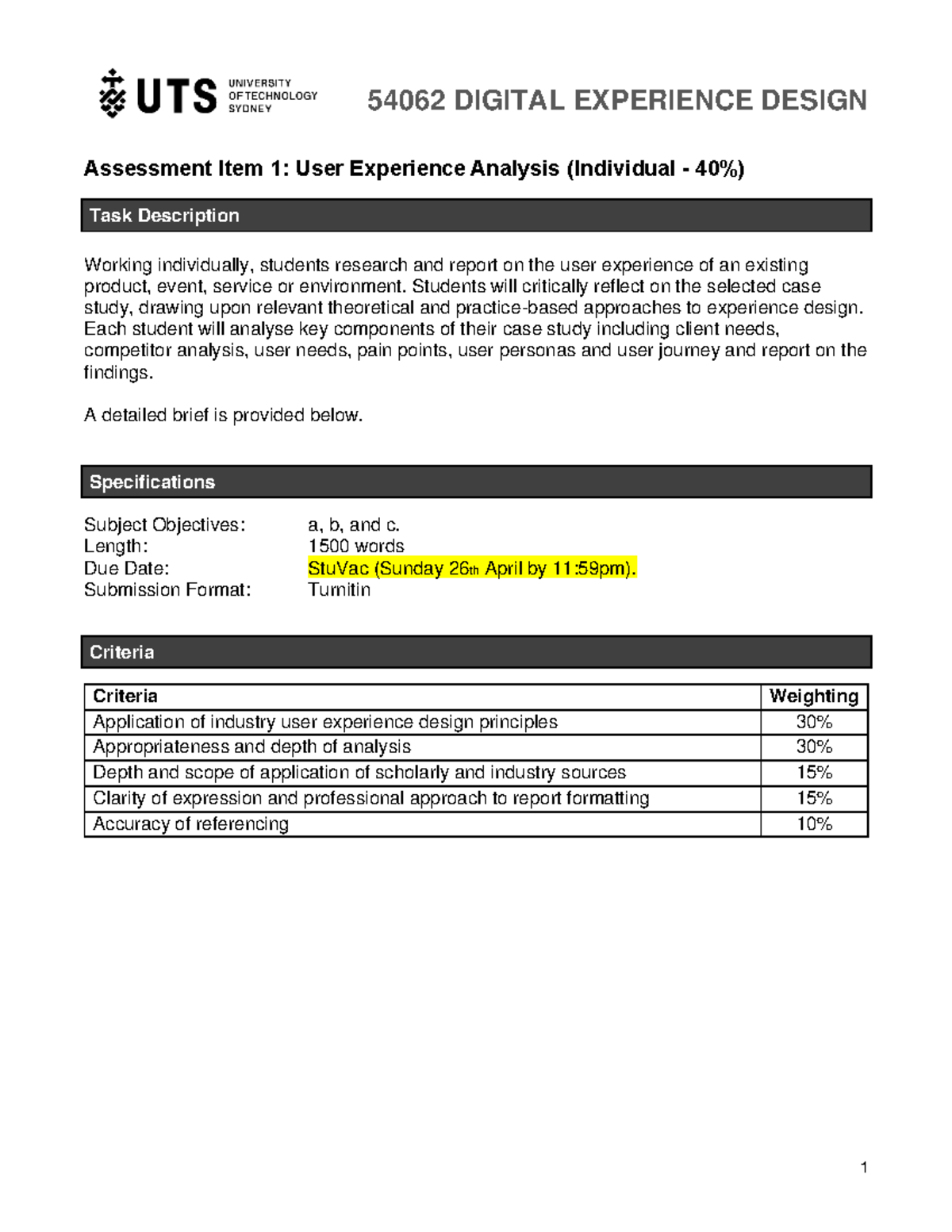 Dxdbrief - Digital experience design brief - 54062 DIGITAL EXPERIENCE ...