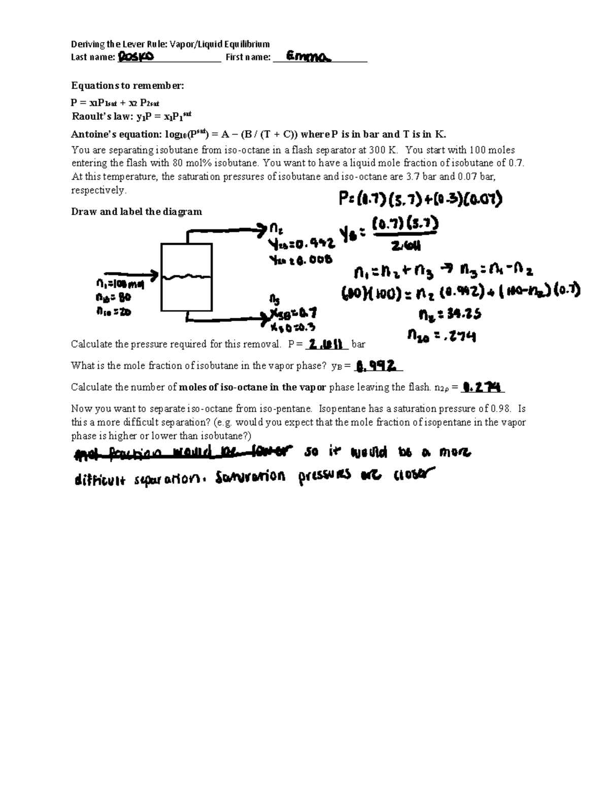 Assignment+%2311a+VLE - Deriving the Lever Rule: Vapor/Liquid ...