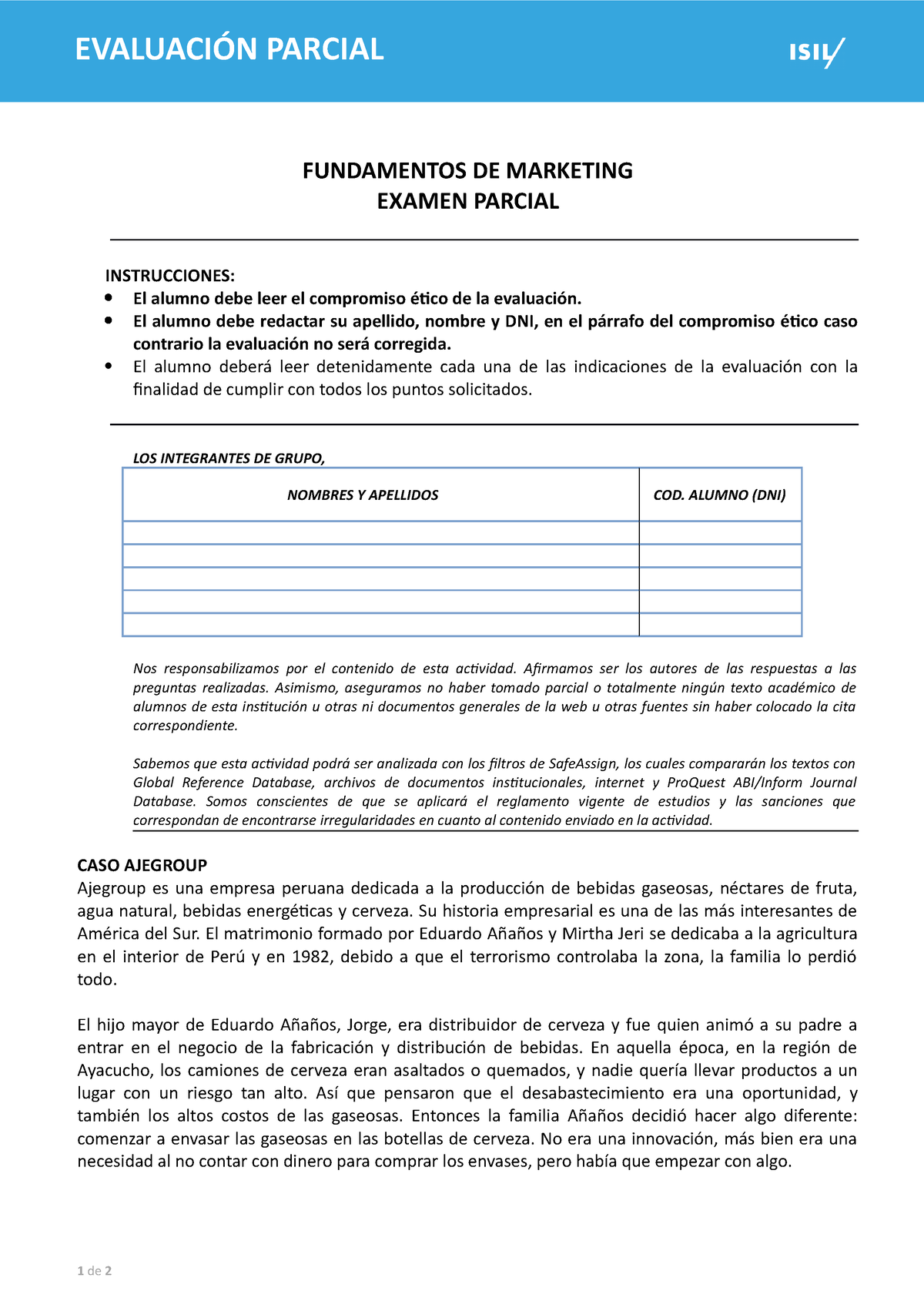 Examen Parcial - Practica A Desarrollar - FUNDAMENTOS DE MARKETING ...