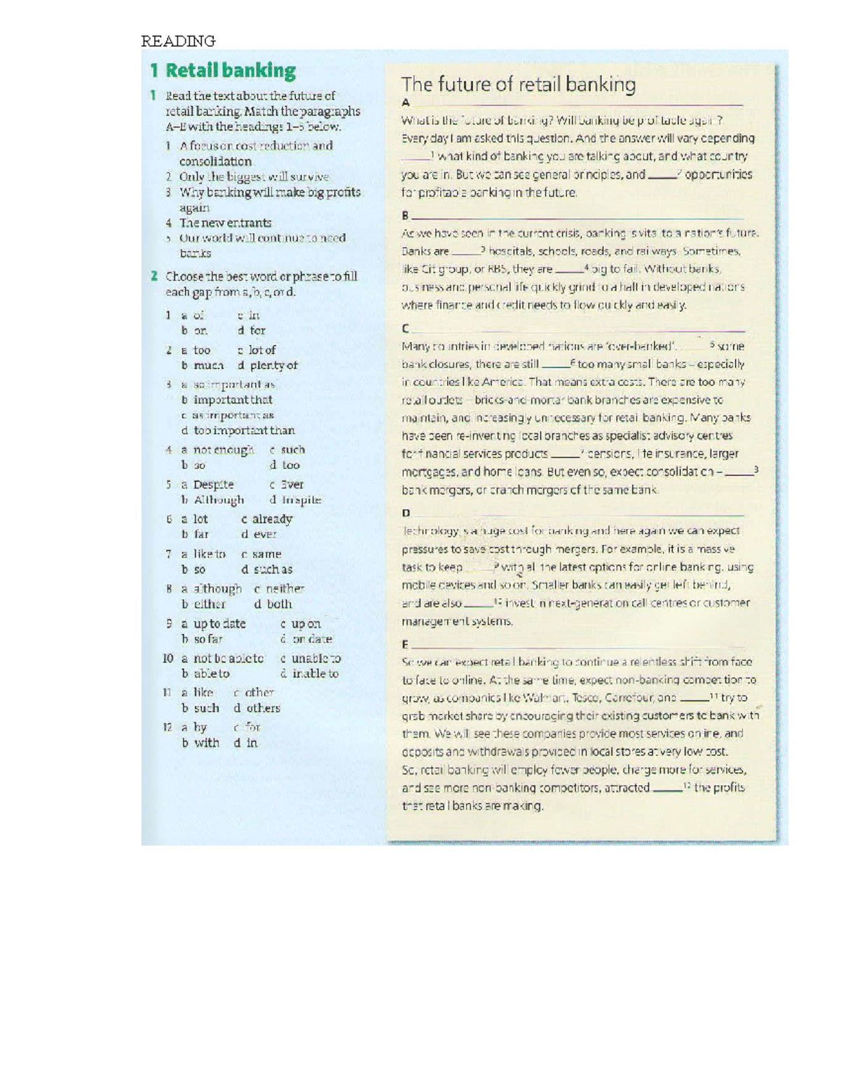 E4 Revision (reading practice with key) - Tiếng Anh IV - READING 1. 4 ...