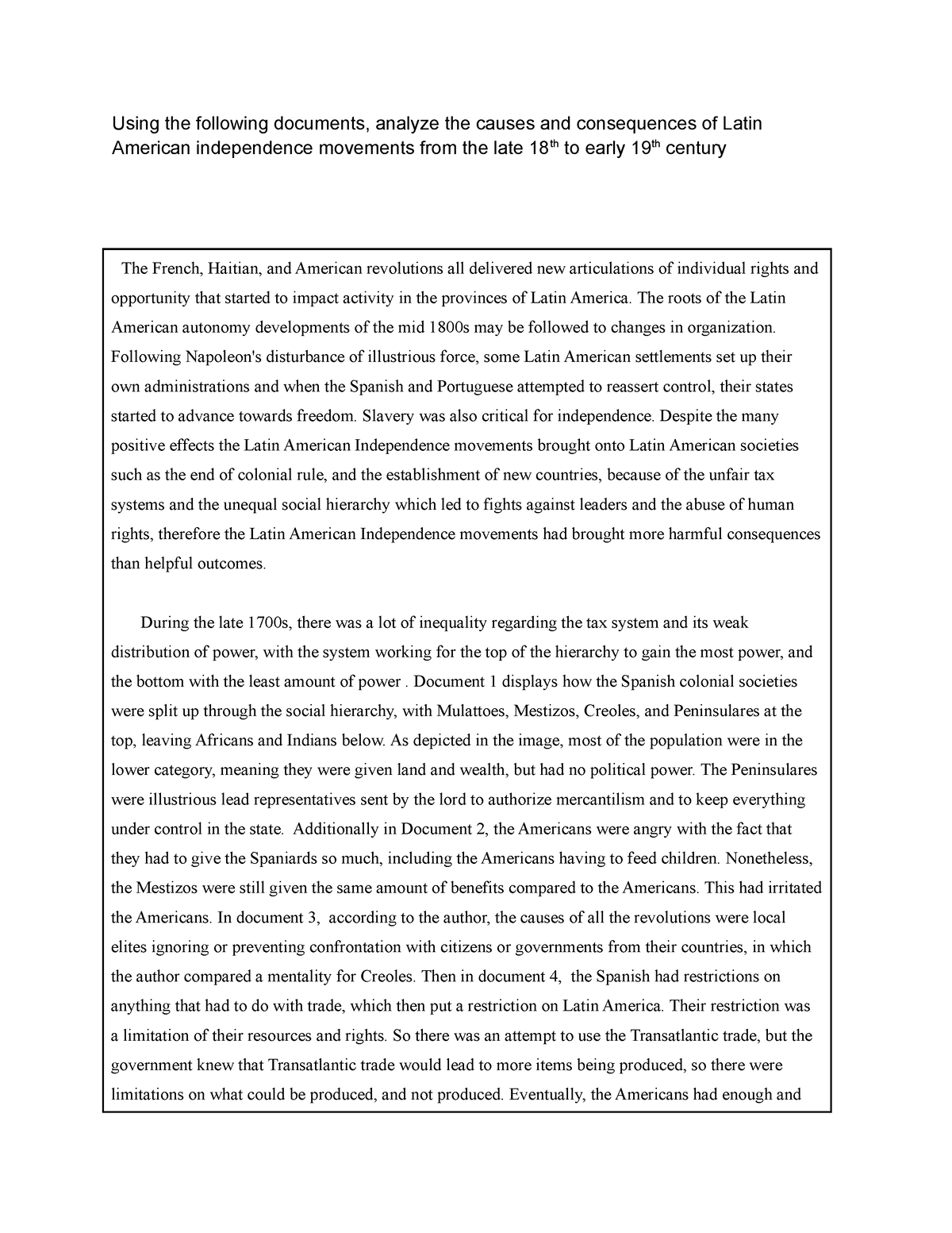 latin american revolution thesis statement