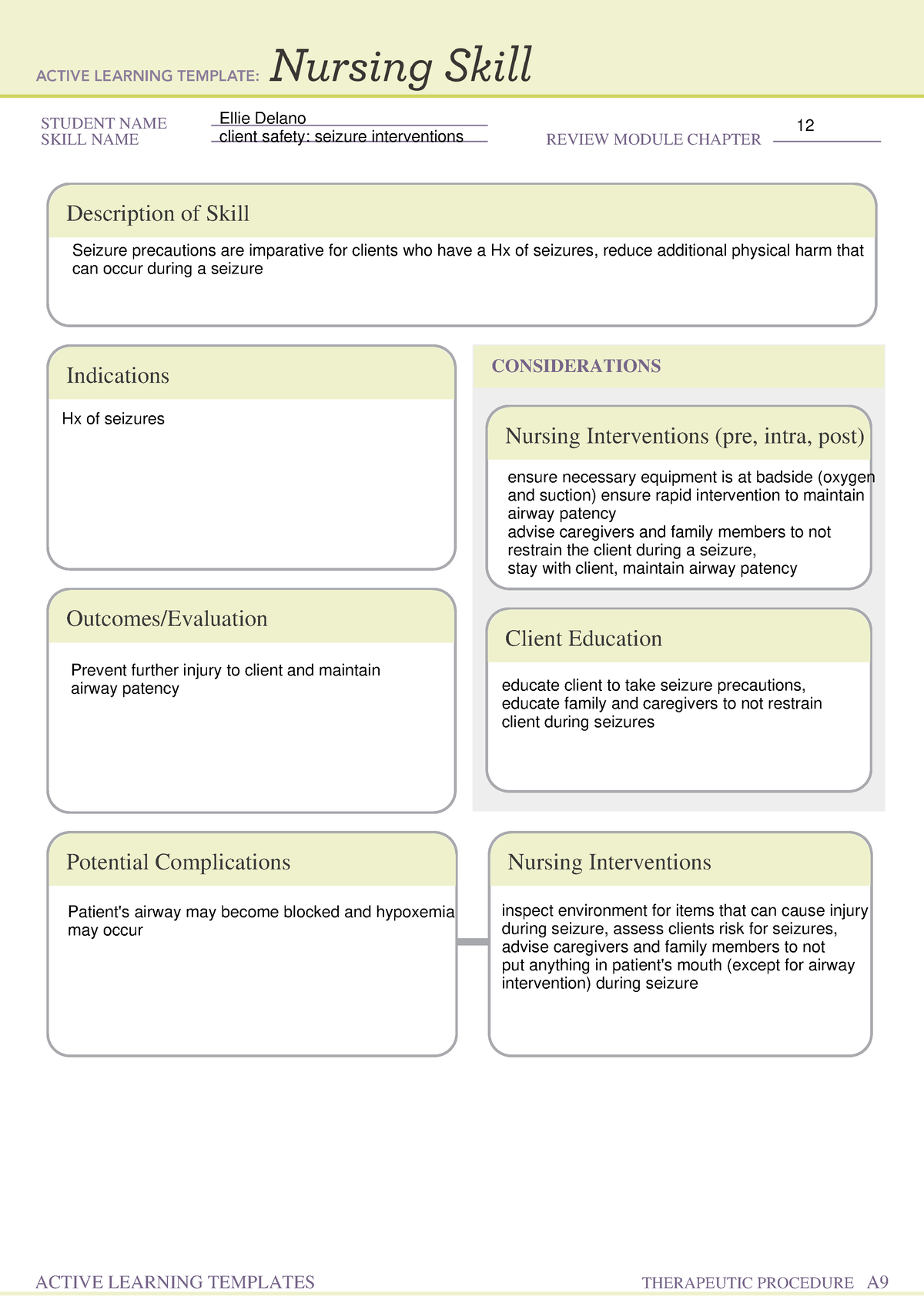 ALT 2 (seizure interventions) - HONS 3050 - STUDENT NAME SKILL NAME ...