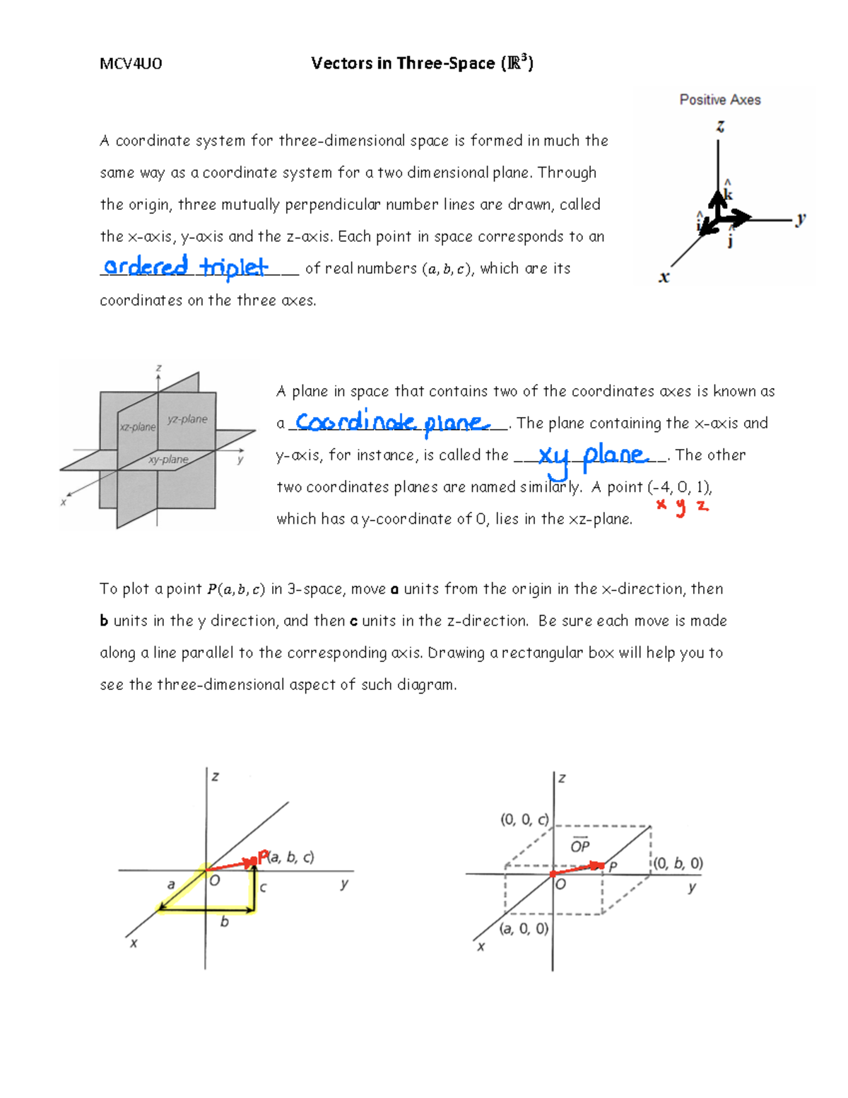 2.2 Algebraic Vectors R3 Lesson Solutions Feb 22 - MCV4UO Vectors in ...