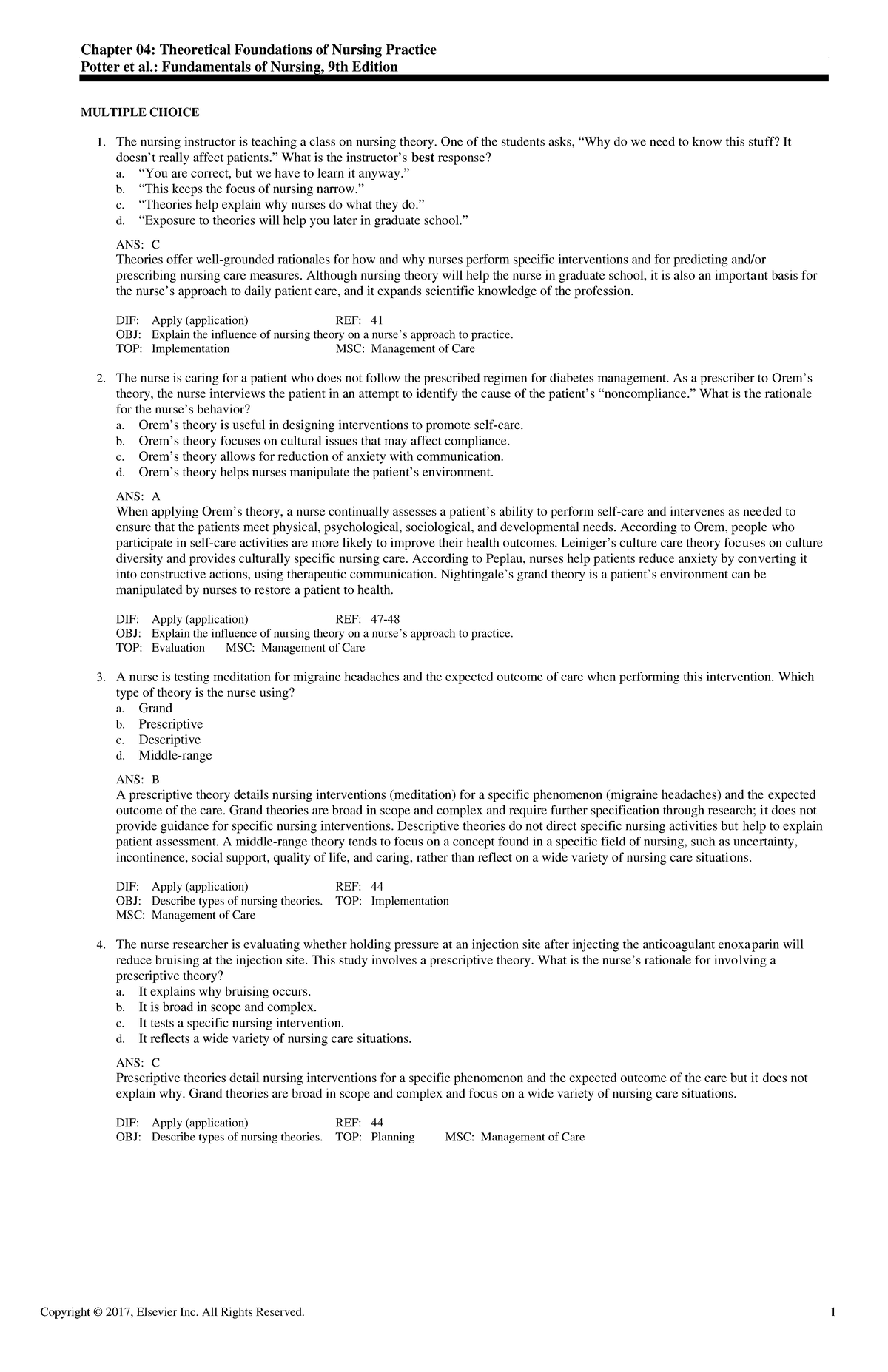 Exam View - Chapter 04 - ch 3 - Chapter 04: Theoretical Foundations of ...