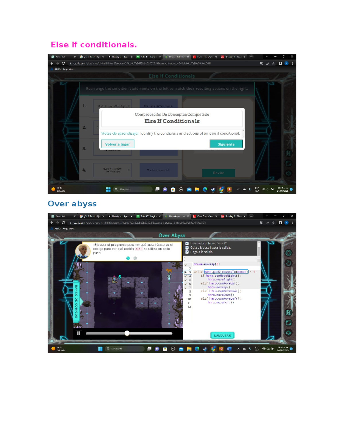 ACT 7 TI - Else if conditionals. Over abyss Coding with else if ...
