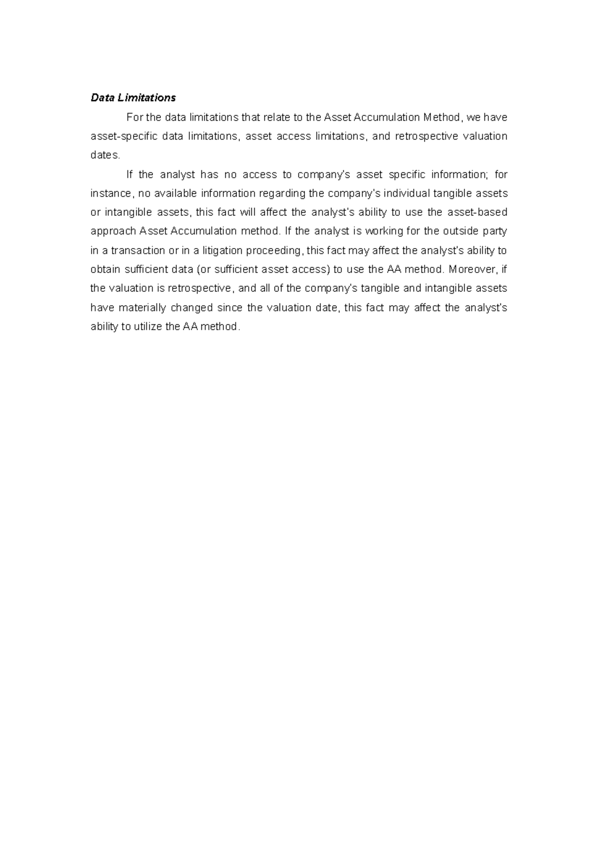 Lecture Notes 1123 Data Limitations For the data limitations that