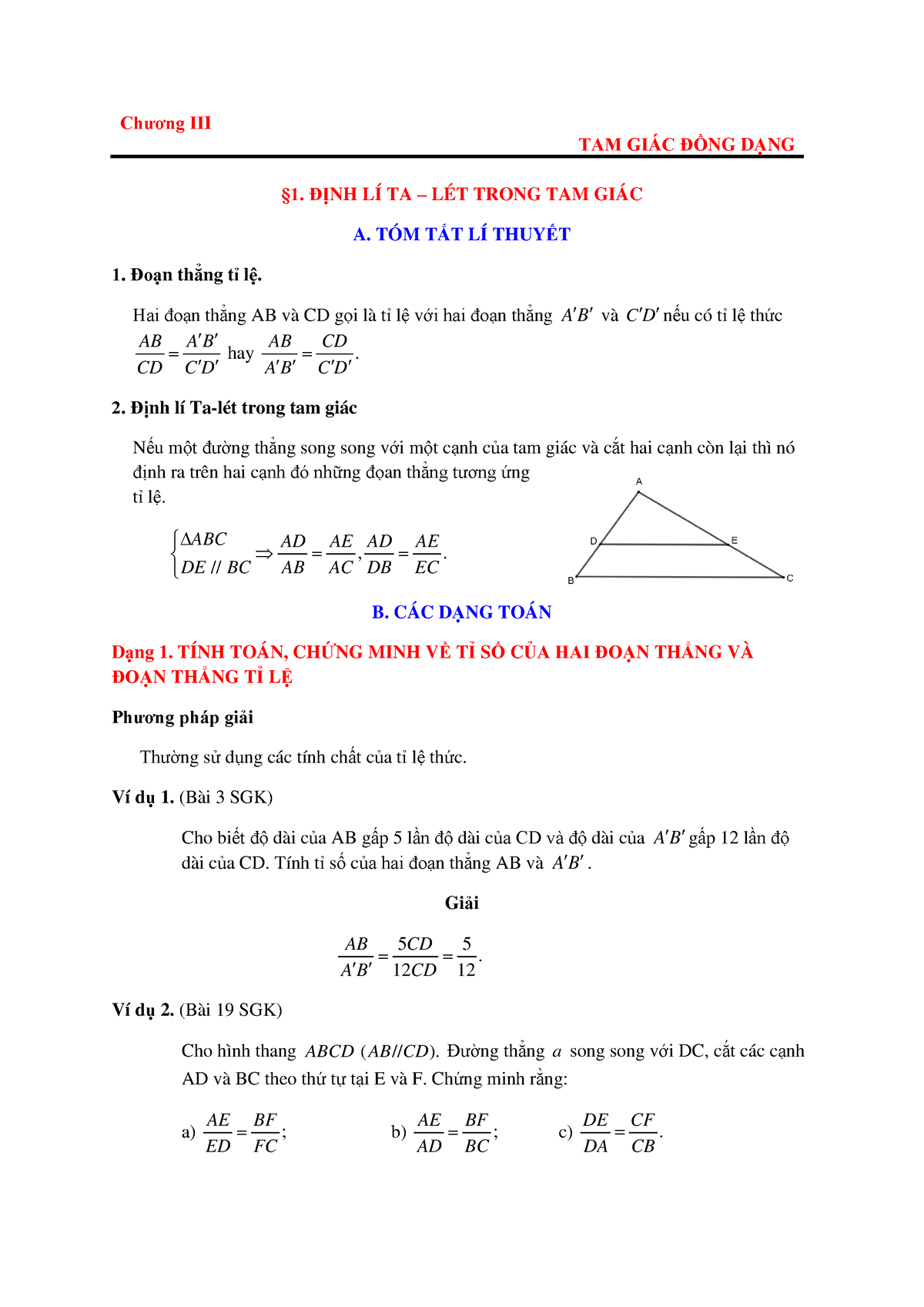 Ly Thuyet Cac Dang Toan Va Bai Tap Tam Giac Dong Dang Ch Ng Iii Tam