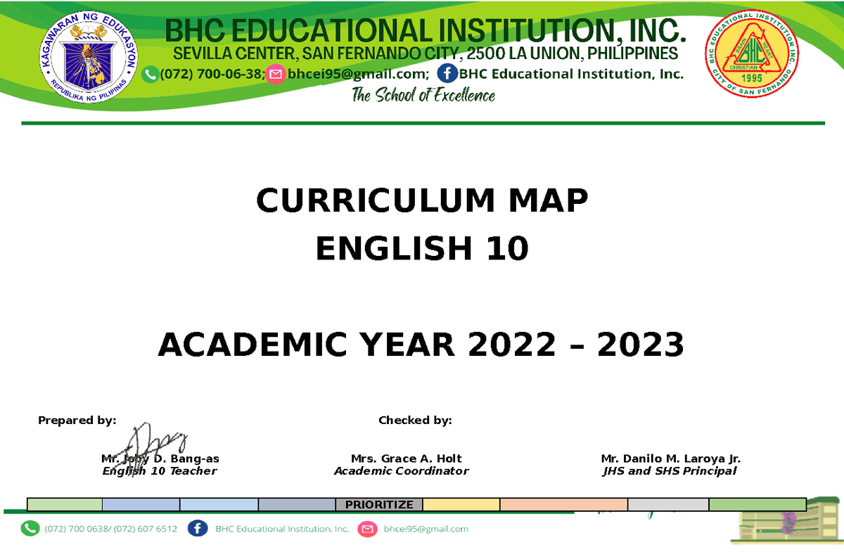 English 10 Curriculum Map - Curriculum Map English 10 Academic Year 