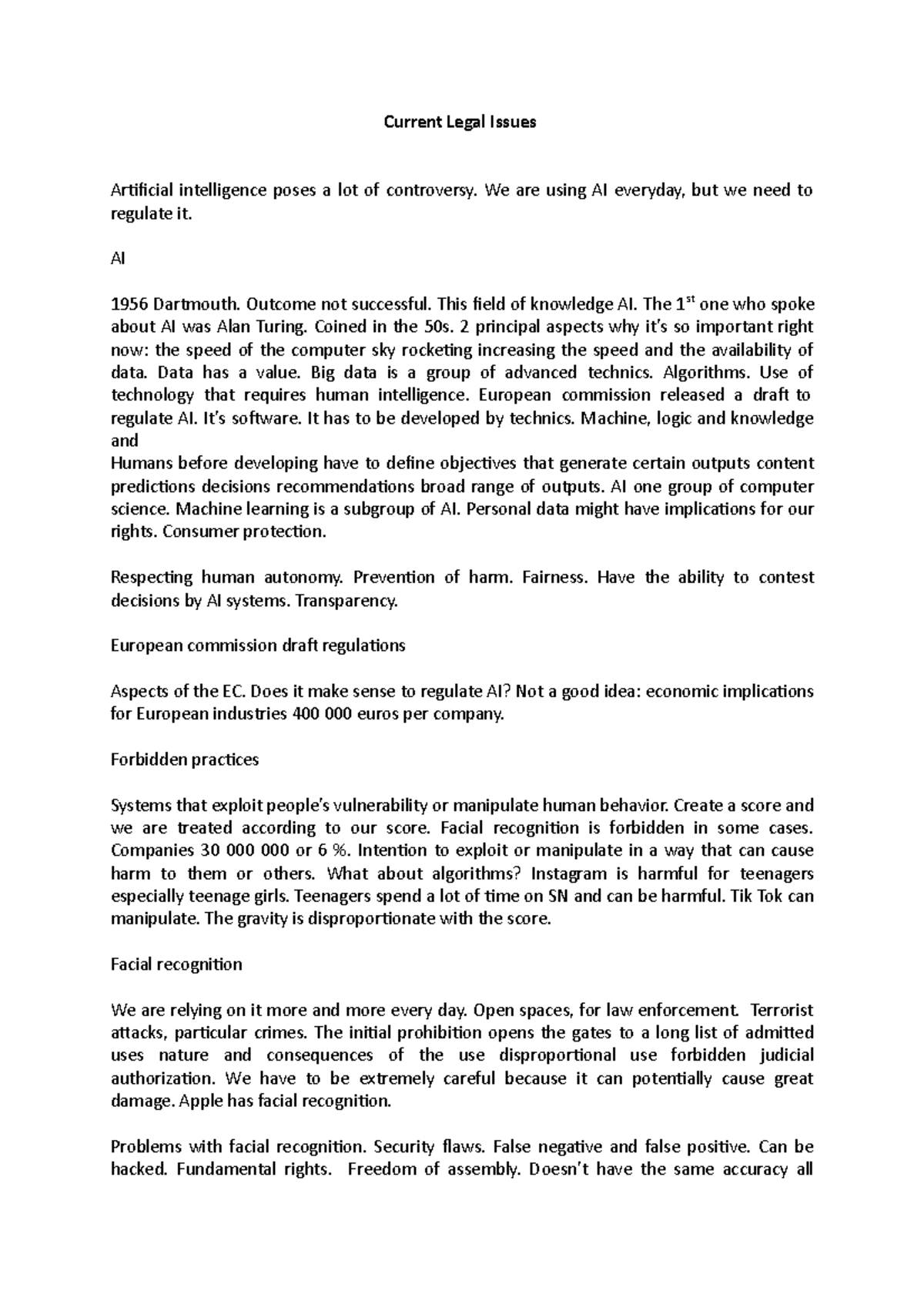 Current Legal Issues L2 S1 notes assez complètes - Current Legal Issues ...