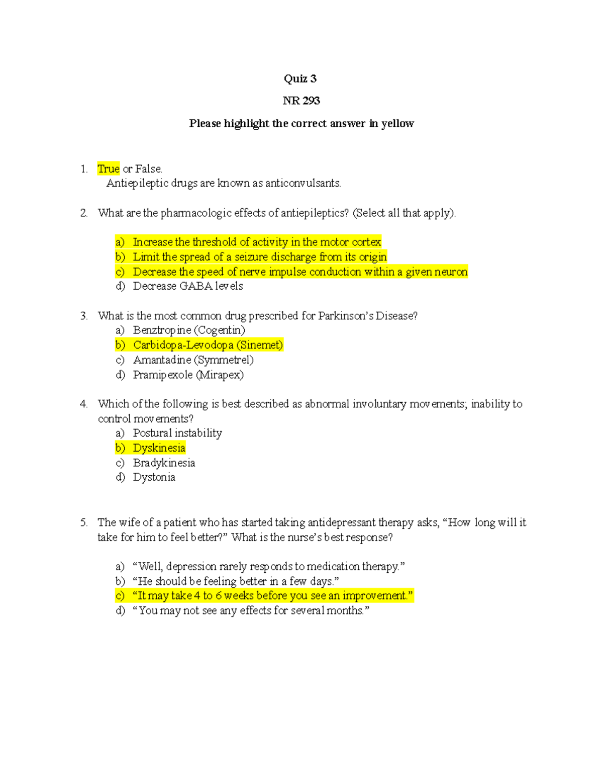 NR 293 Quiz 3 Practice material NR293 Chamberlain University