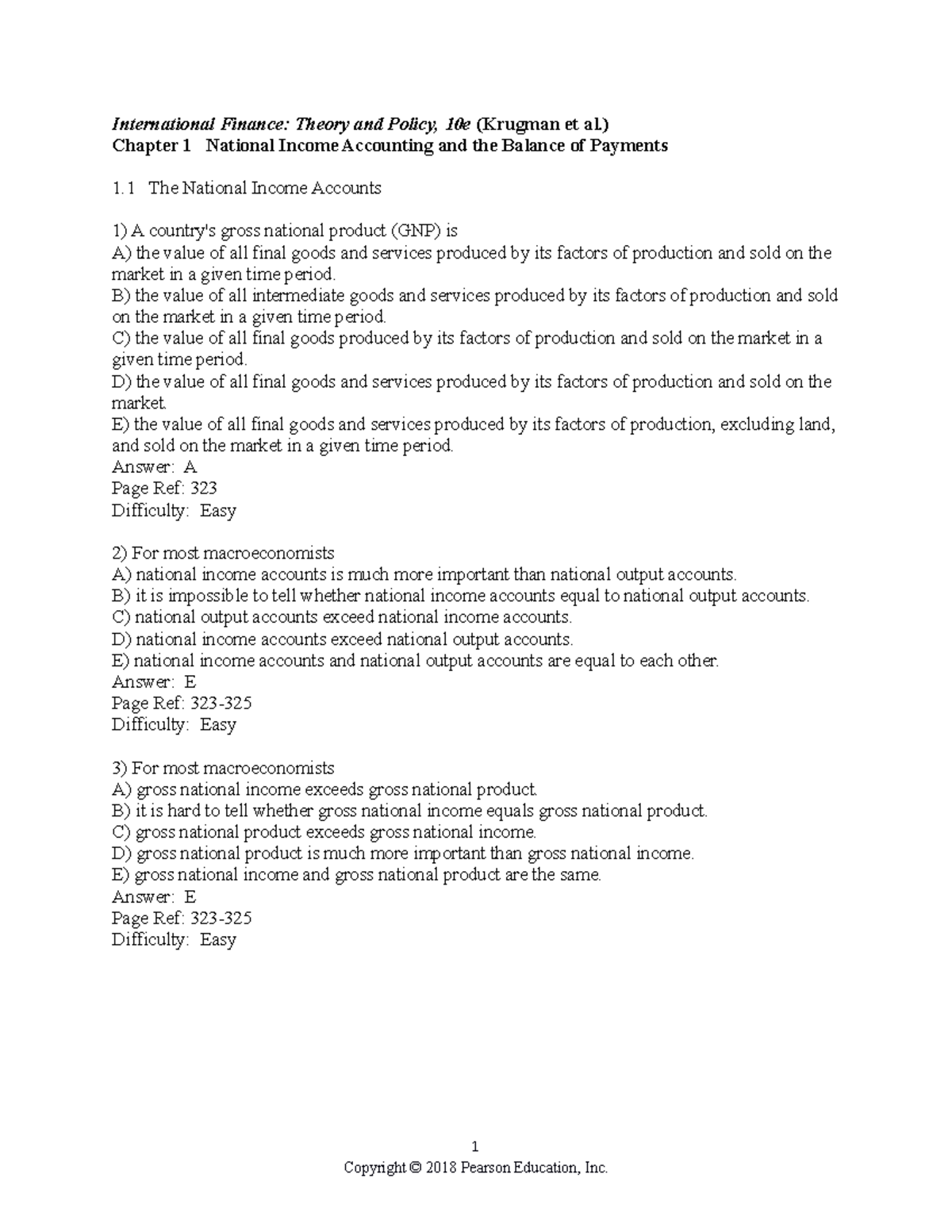 Ch01 - Practice Question - International Finance: Theory And Policy ...