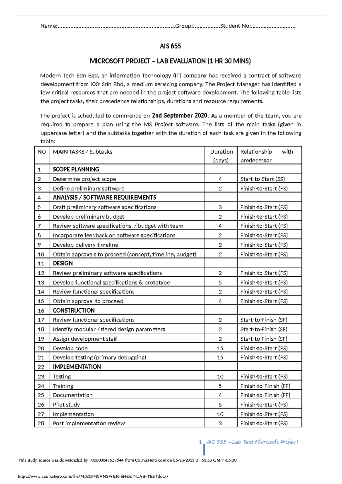 Answer Sheet LAB TEST.docx Studocu
