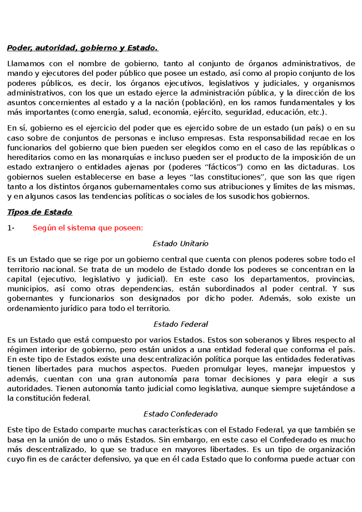 Poder gobierno y Estado - Poder, autoridad, gobierno y Estado. Llamamos ...