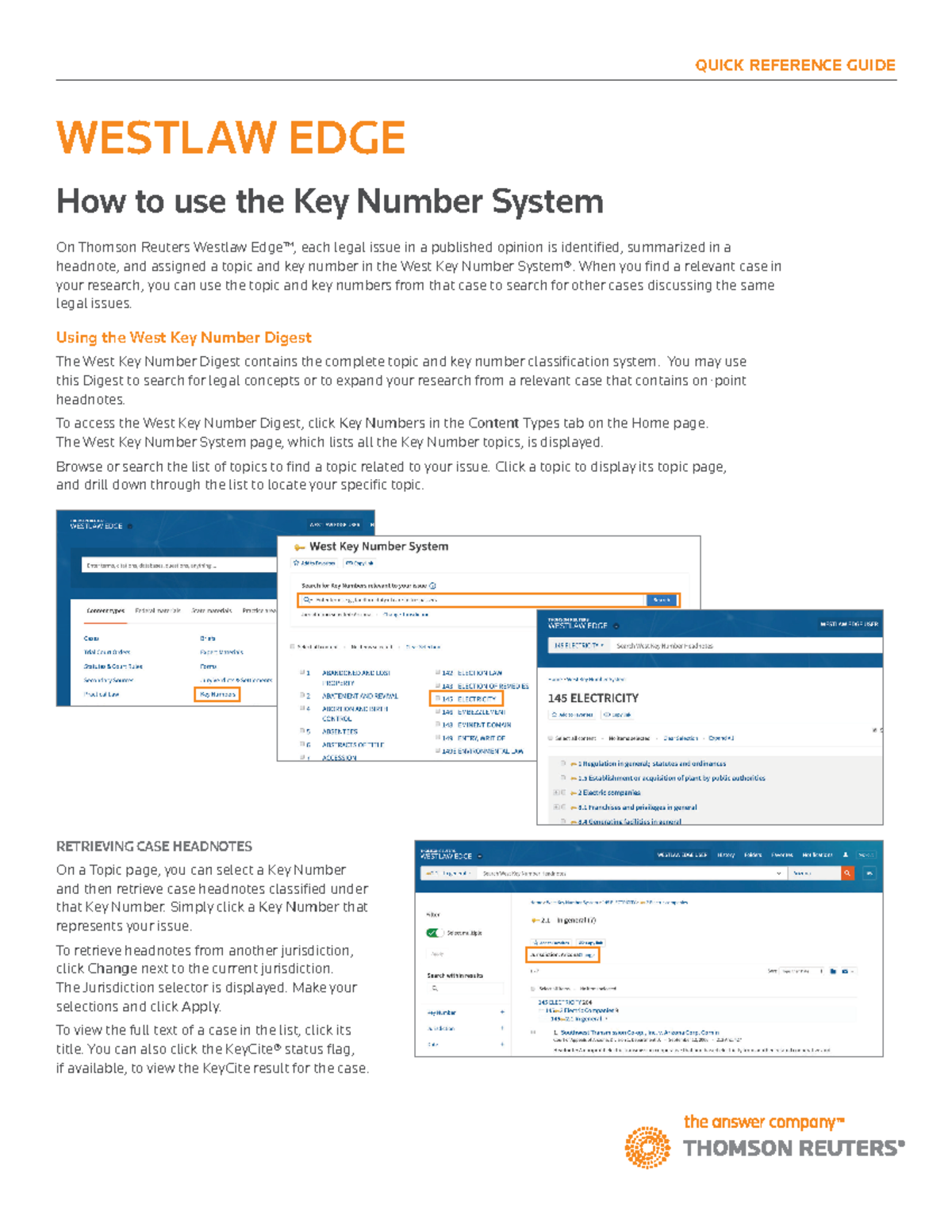 Westlaw Key Number List