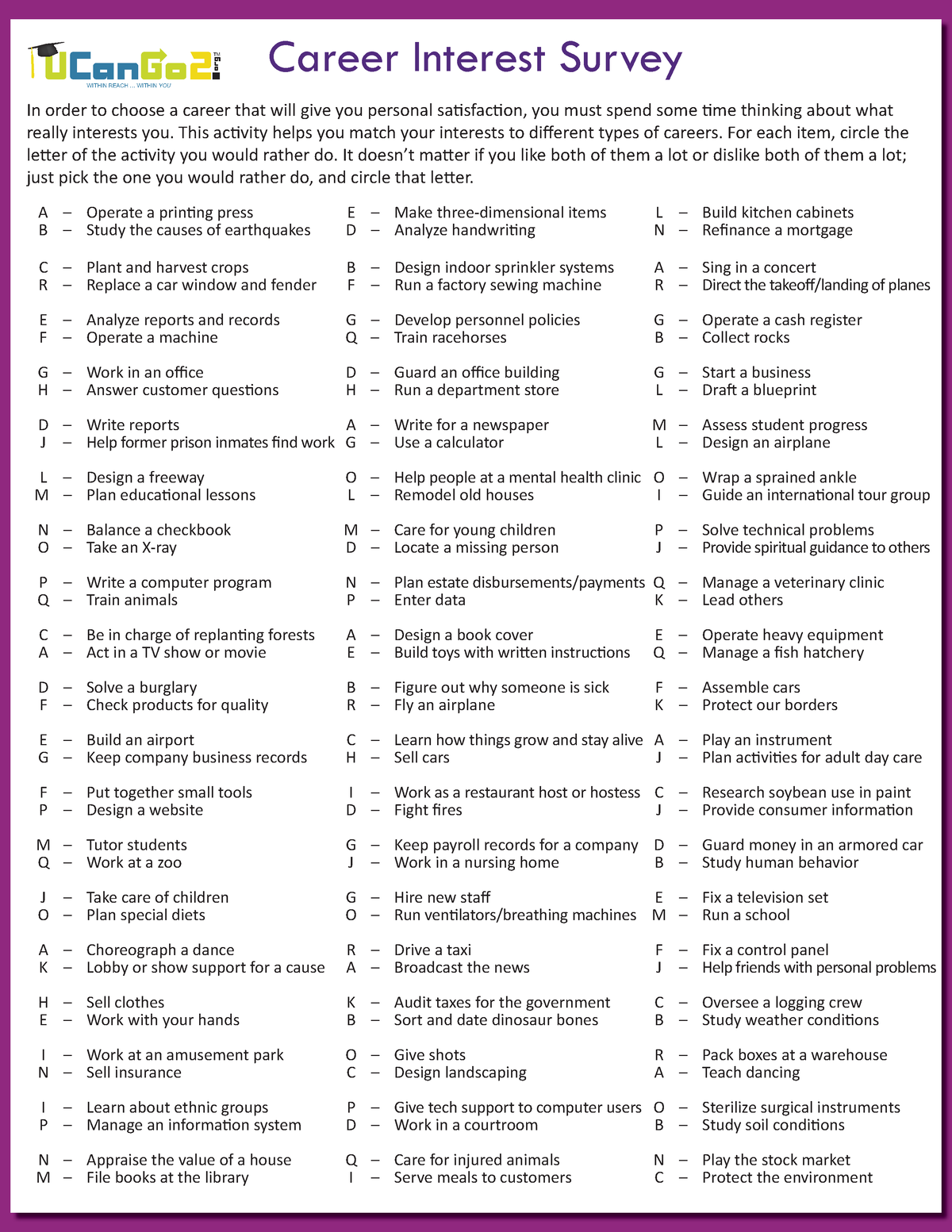 Career Interest Survey UUCanGo 2 Org TM WITHIN REACH WITHIN YOU   Thumb 1200 1553 