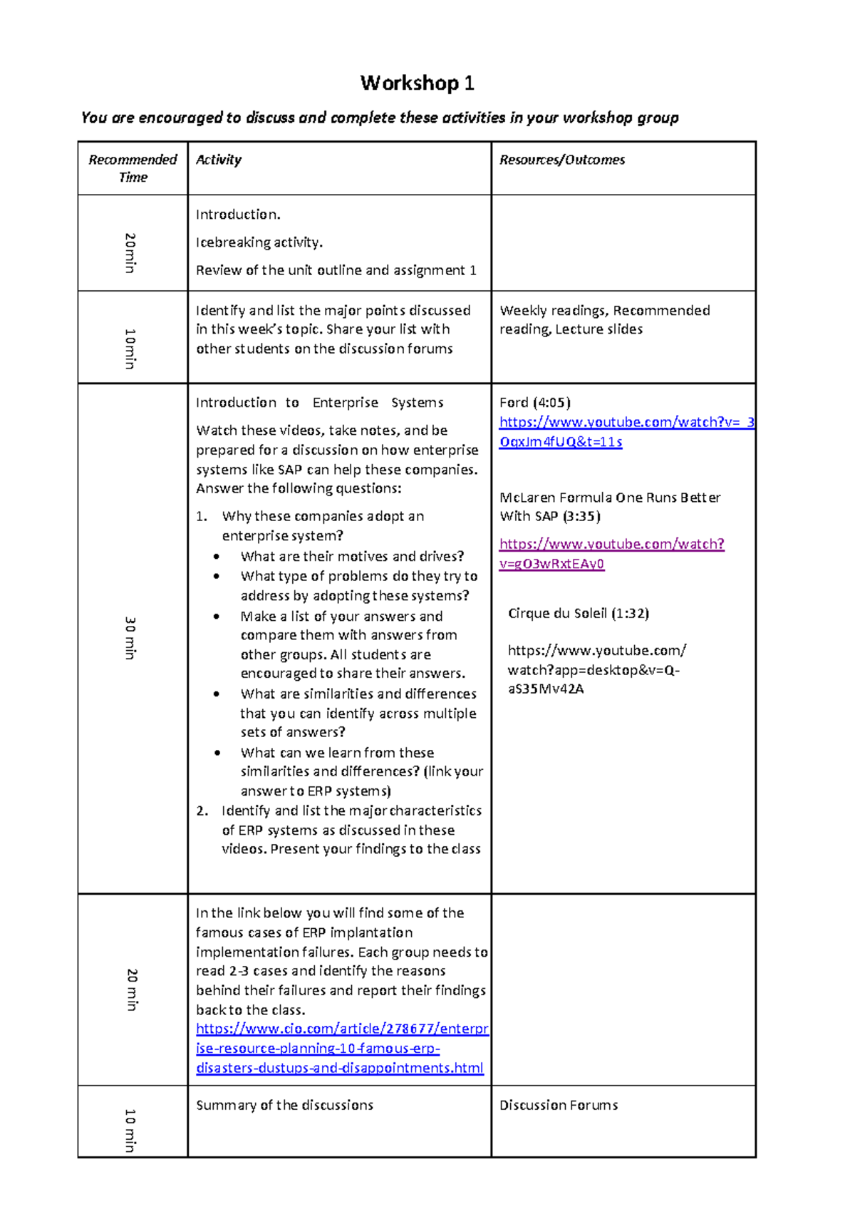 Workshop 1 - practice materials - Workshop 1 You are encouraged to ...