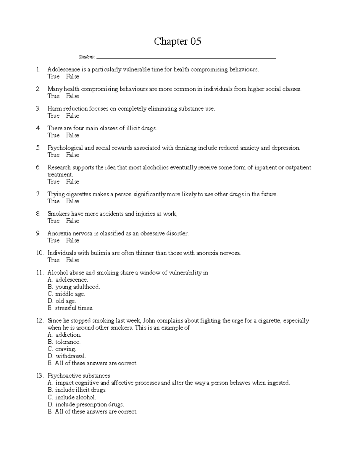 Chapter 05 - Testbank Answers - Chapter 05 Student: - Studocu