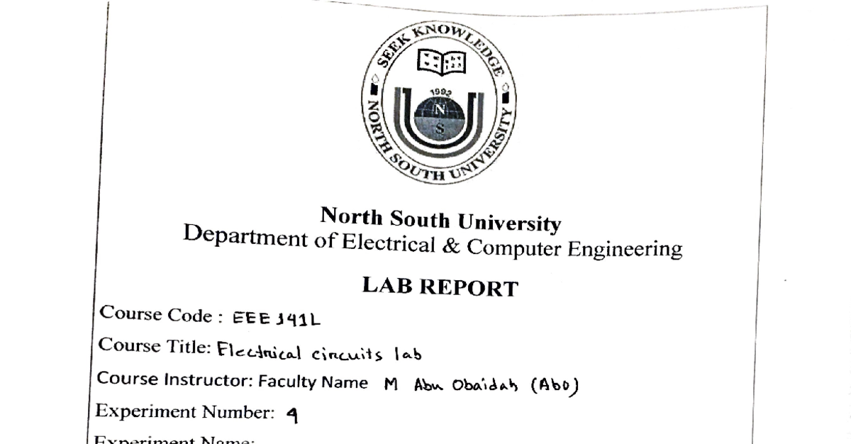 Eee lab4 report - M Abu Obidad (ABO) - Fundamentals of Electric circuit ...