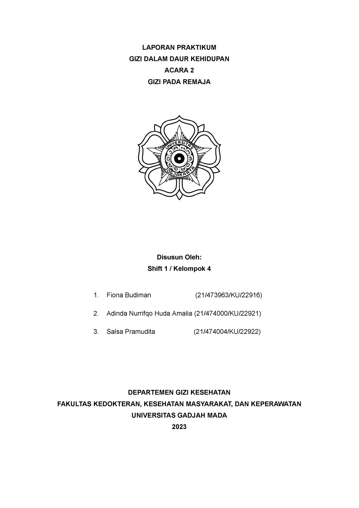 Laporan Praktikum Gddk Acara 2 Laporan Praktikum Gizi Dalam Daur 