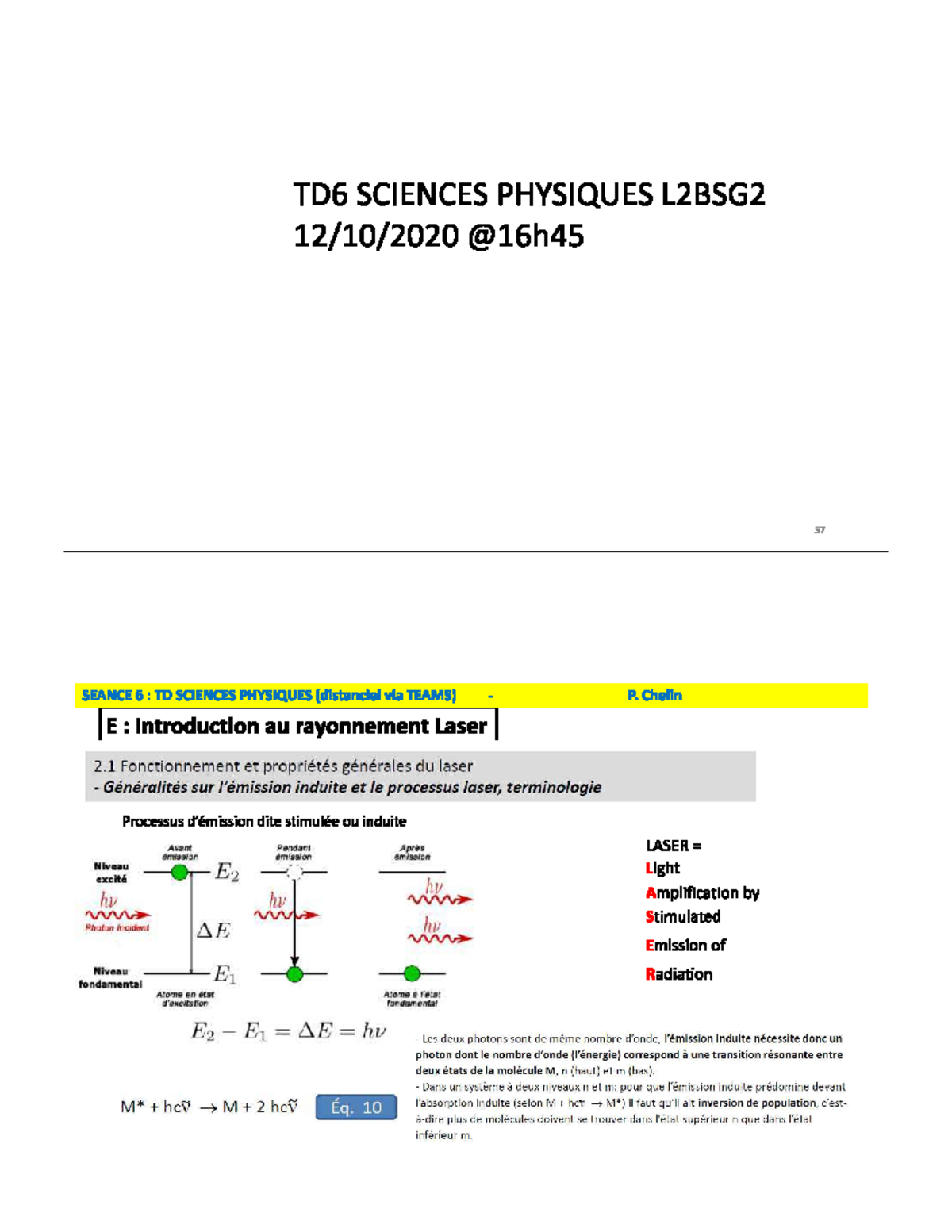 TD6 Sciences Physiques L2 - Licence Sciences de la Vie et de la Terre ...