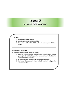 Lesson 1 - Basic Economic Principles - THE NATURE AND IMPORTANCE OF ...