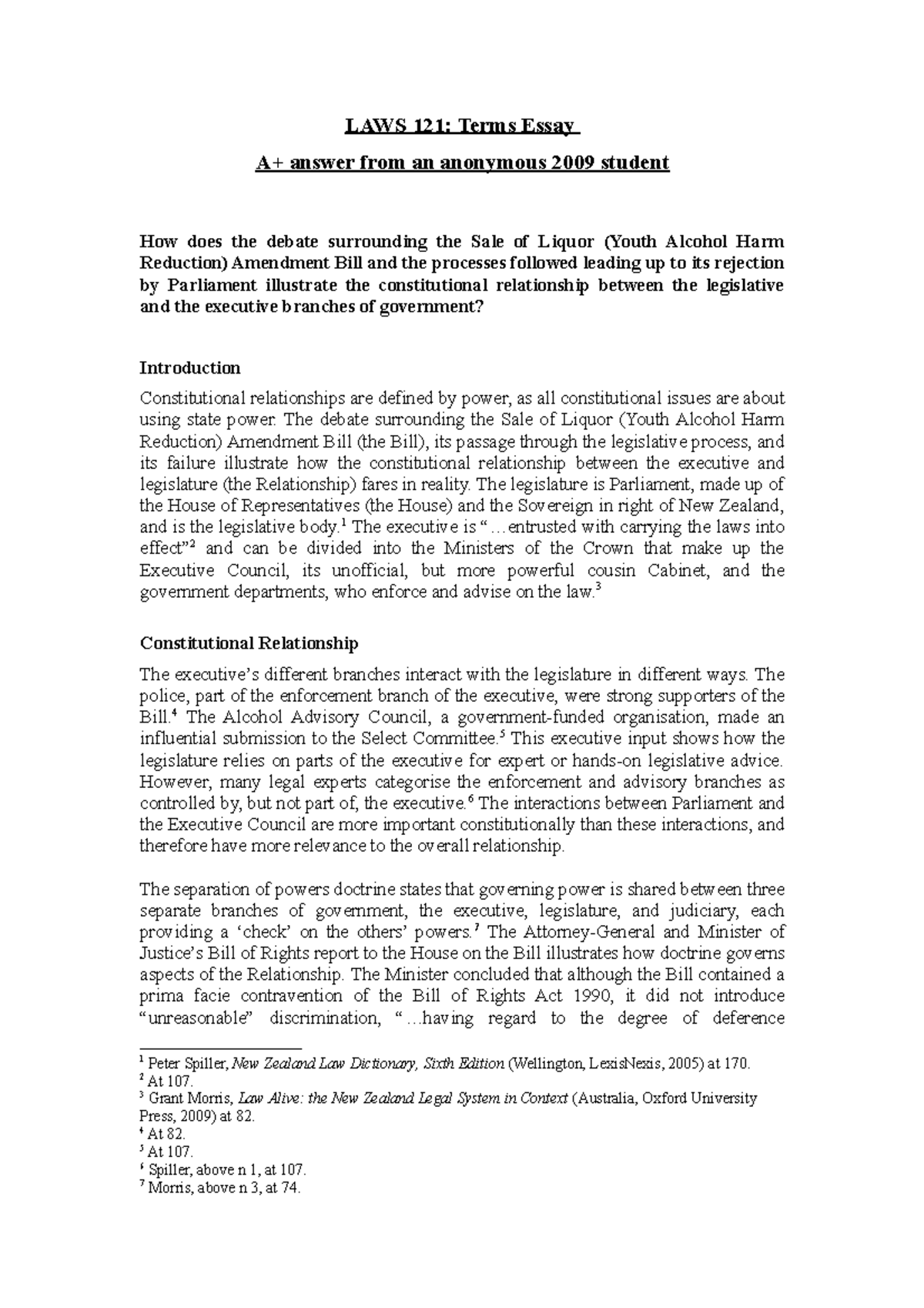 Laws12120 essaymodel 2009 - LAWS 121: Terms Essay A+ answer from an ...