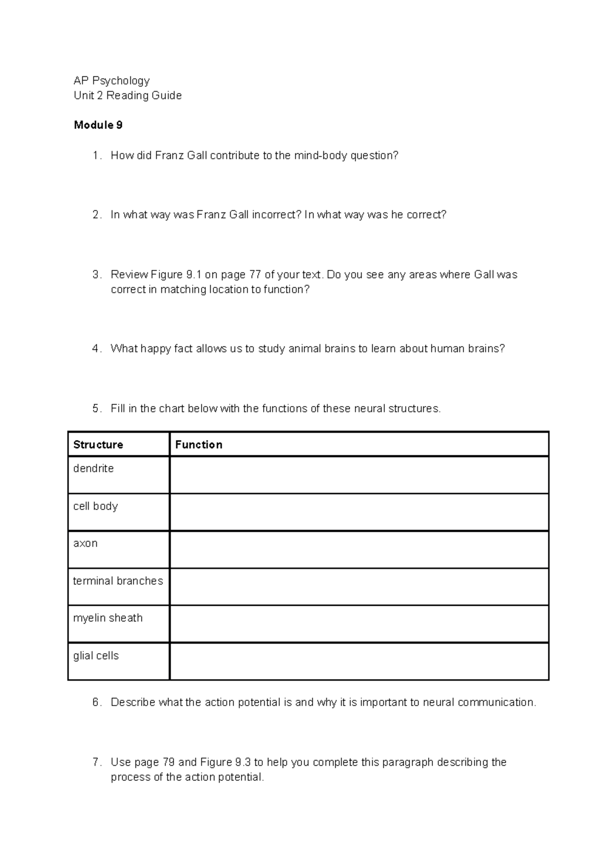 Unit+2+Reading+Guide - AP Psychology Unit 2 Reading Guide Module 9 How ...