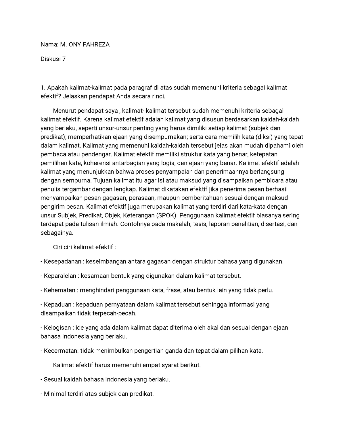 Diskusi 7 Bahasa Indonesia - Nama: M. ONY FAHREZA Diskusi 7 Apakah ...