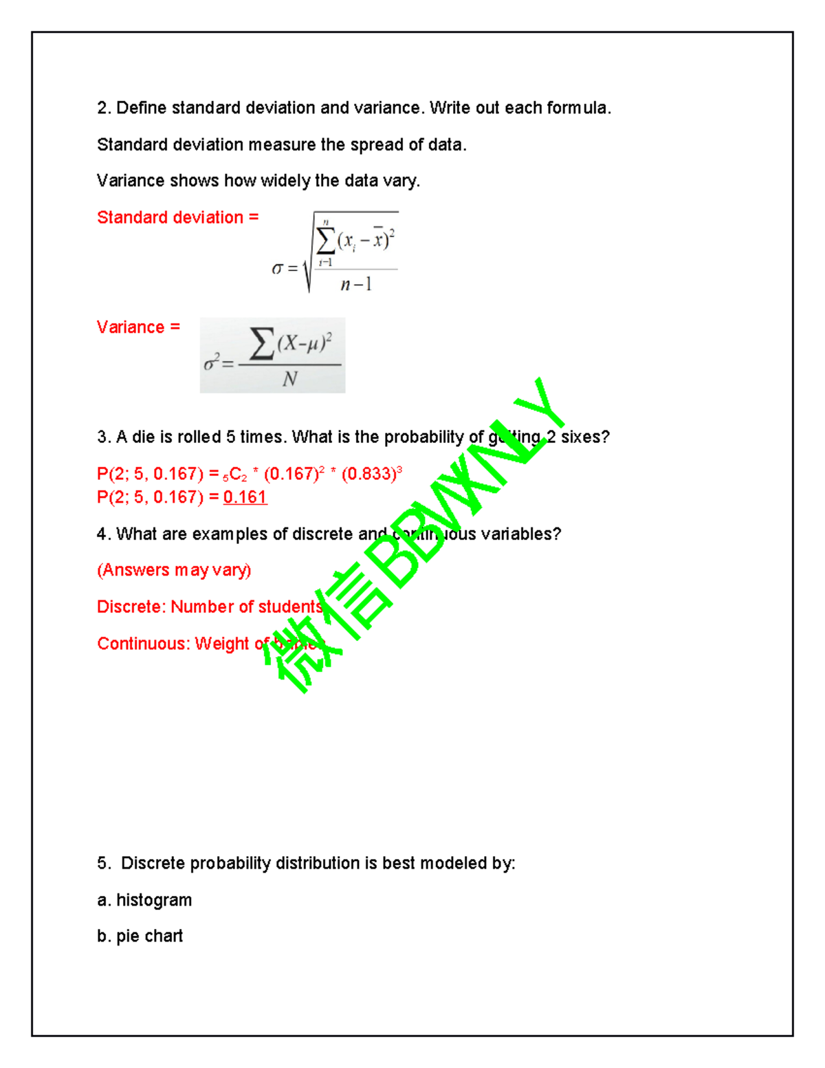 Respond document print (2) 58 - Define standard deviation and variance ...