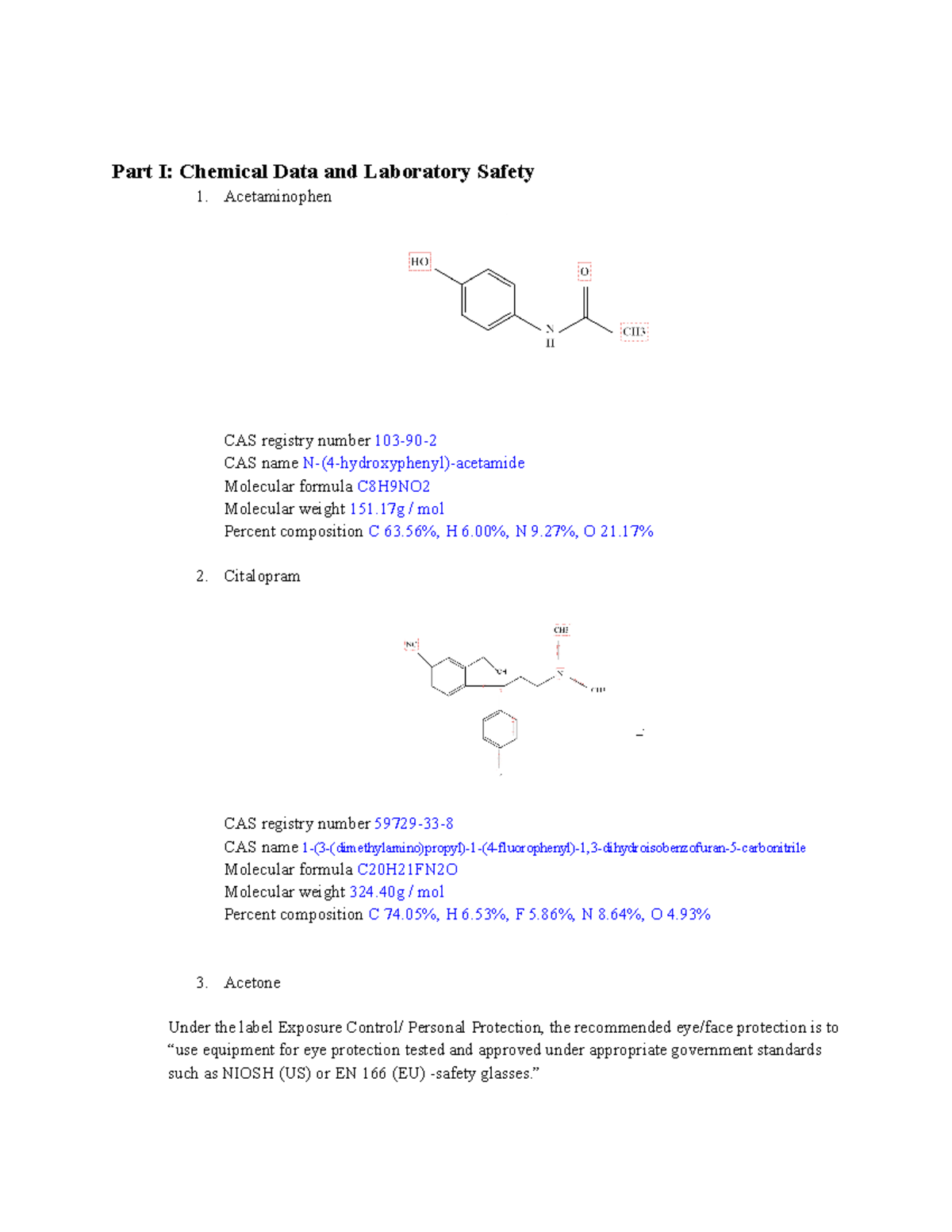 Literacy AssignmentFL4 Part I Chemical Data and Laboratory Safety