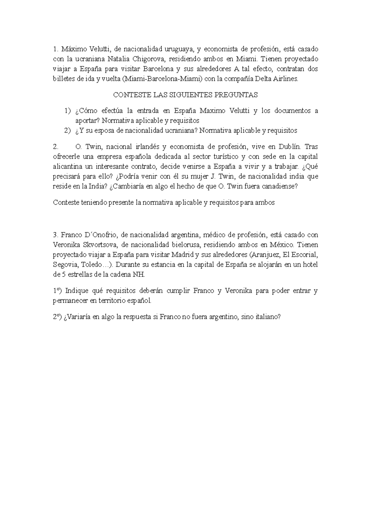 Casos Repaso DE Sujetos Físico EN Sector Contratación Internacional DEL ...