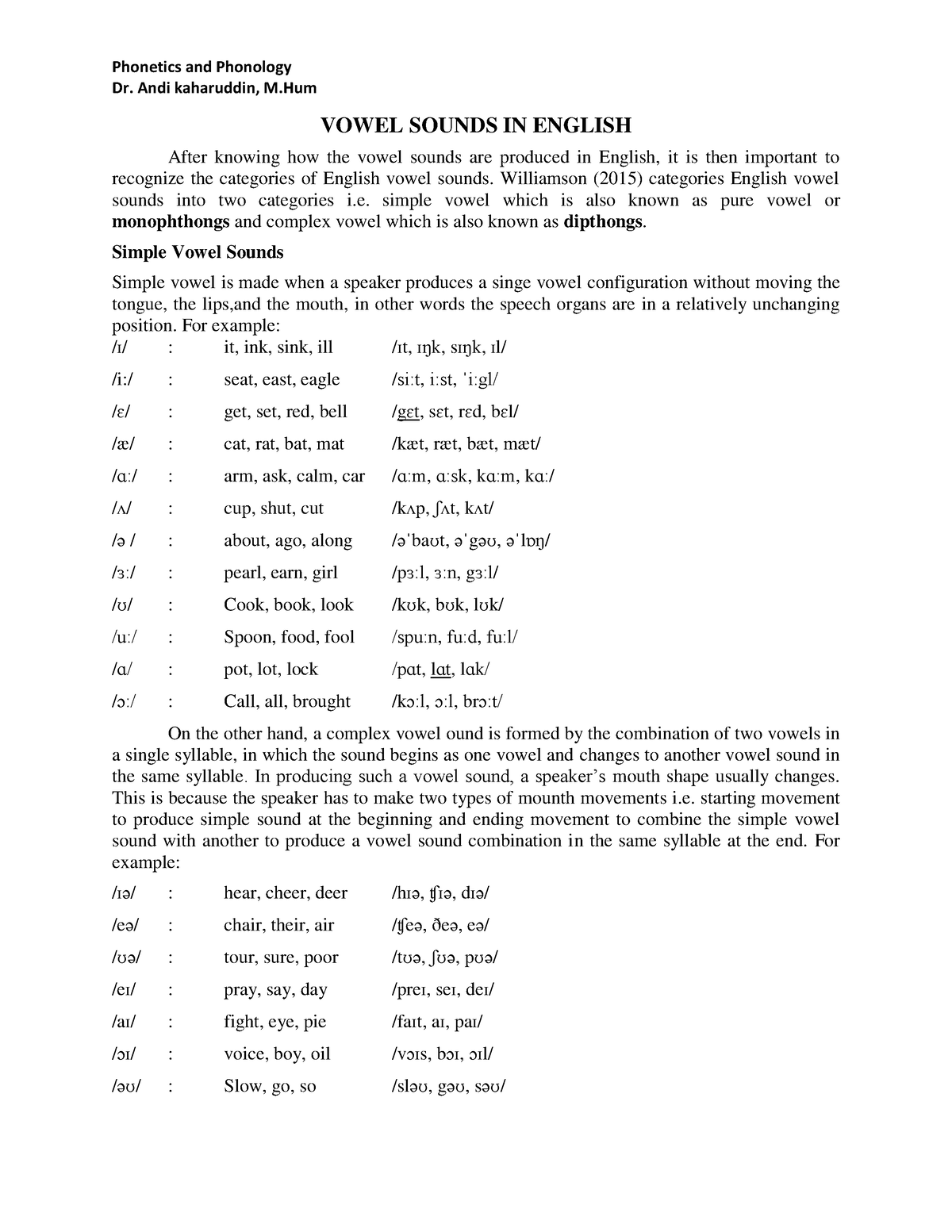 Session 10 11 - Hope this material helps - Dr. Andi kaharuddin, M VOWEL ...