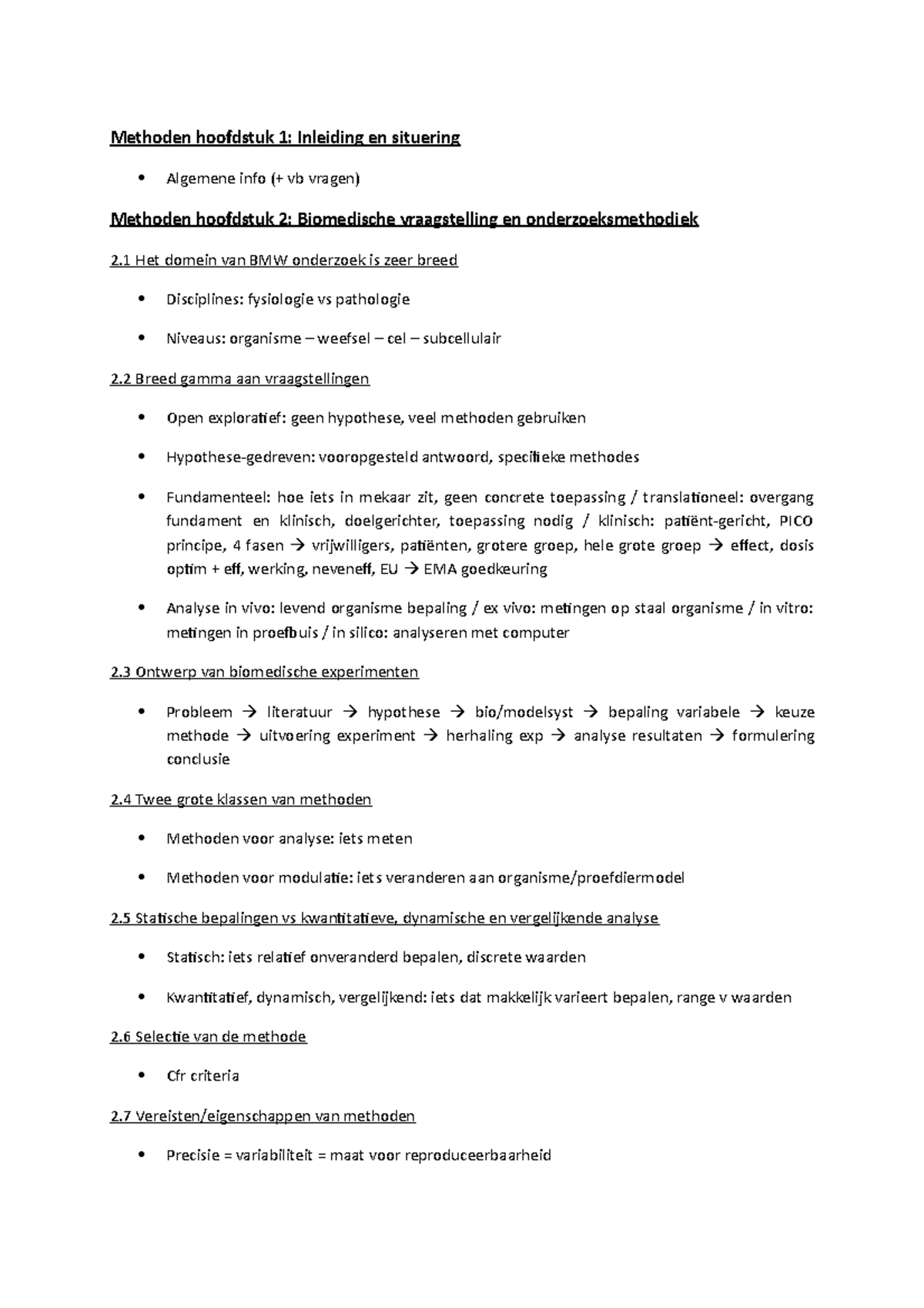 Samenvatting methoden alle proffen, per hoofdstuk