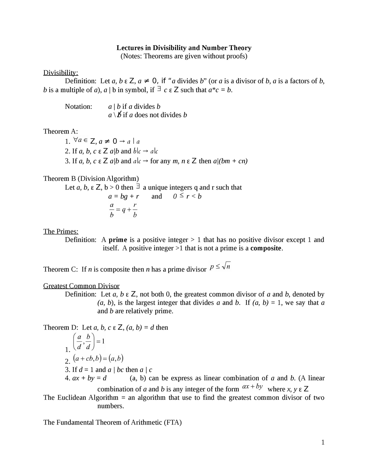 basic number theory definition of divides