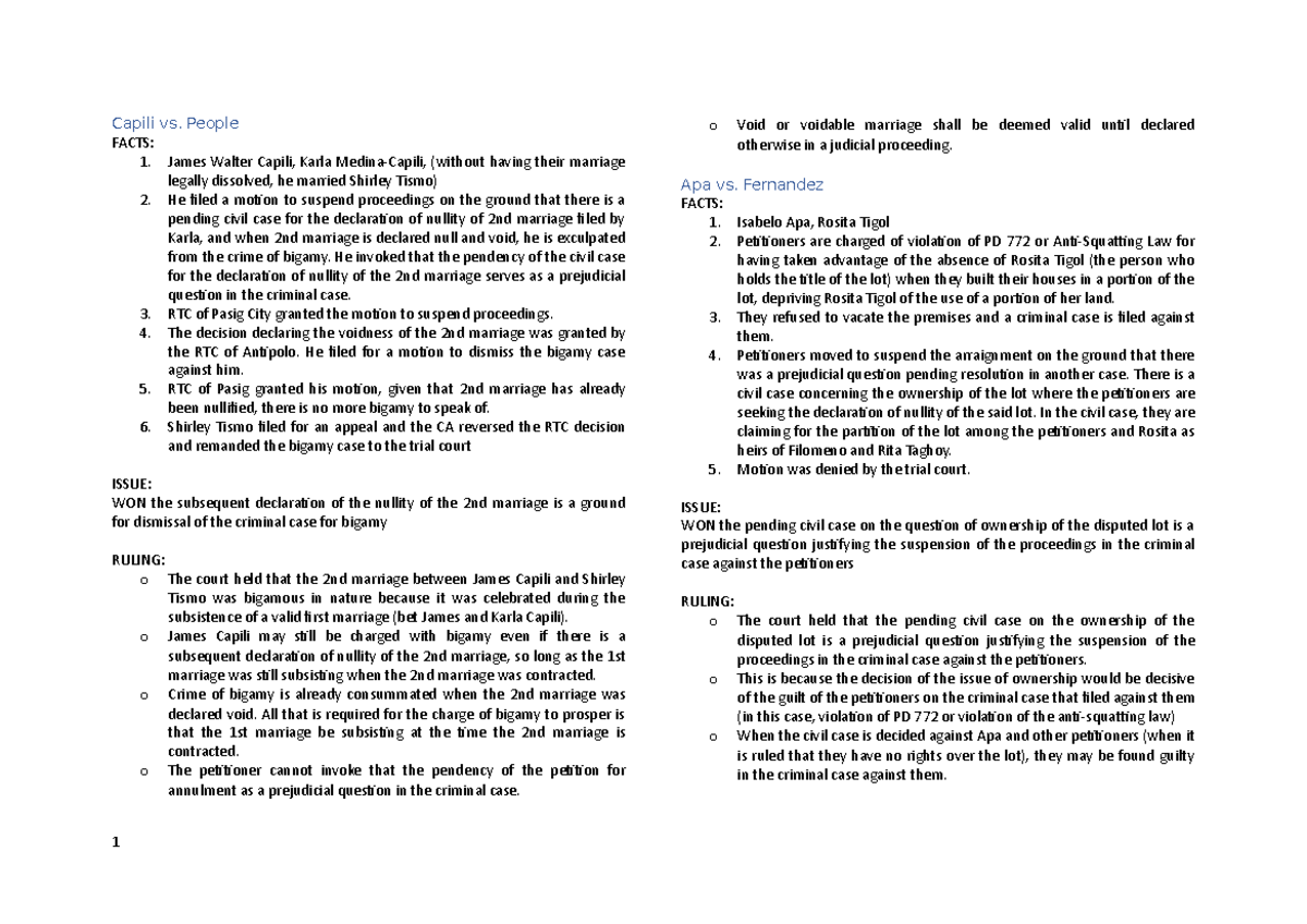 Case Digest 10-28 - Capili vs. People FACTS: 1. James Walter Capili ...