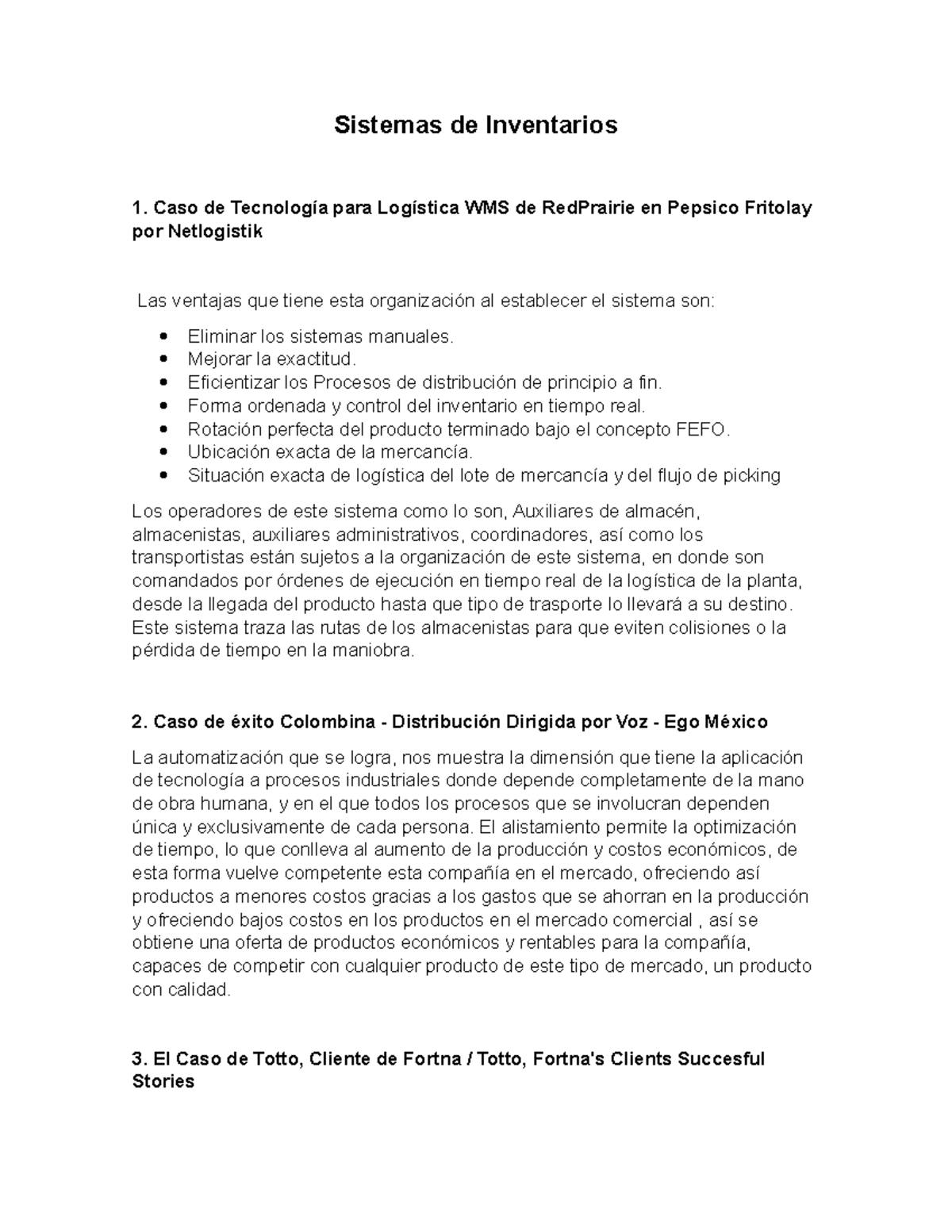 Sistemas de Inventarios - Caso de Tecnología para Logística WMS de ...