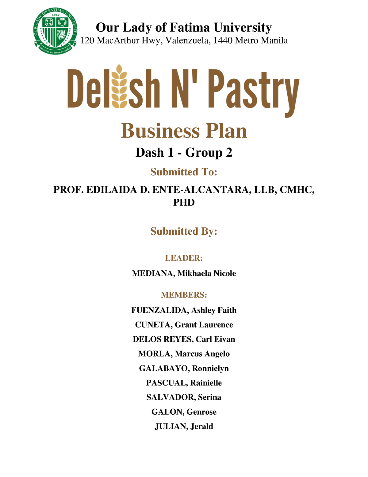 business plan for pastry shop pdf