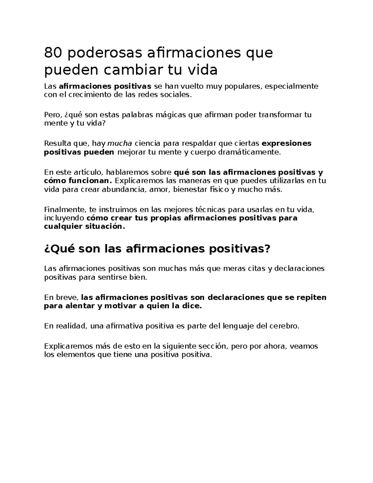 80 poderosas afirmaciones que pueden cambiar tu vida - Pero, ¿qué son ...