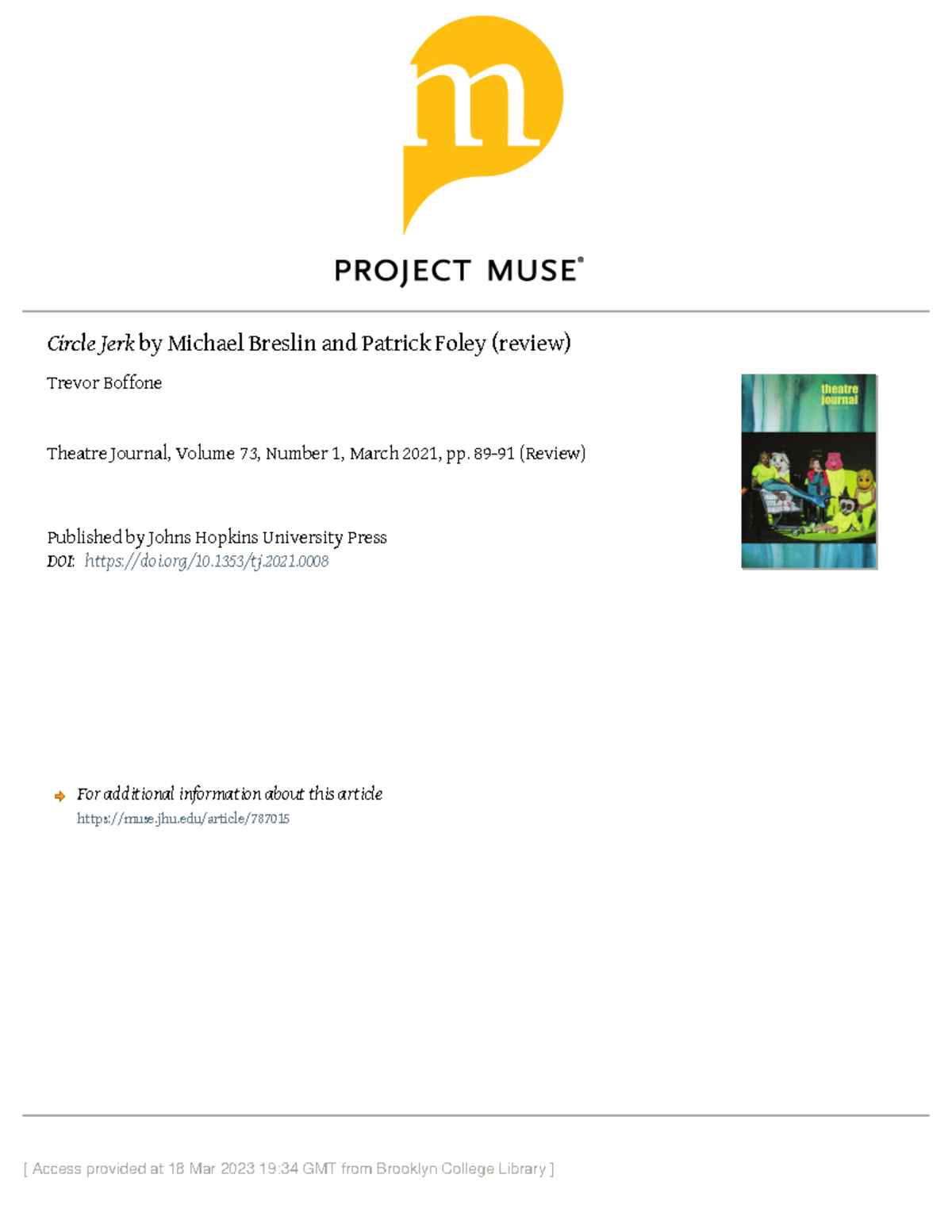 Circle Jerk by Michael Breslin and Patrick Foley (a review by Trevor ...
