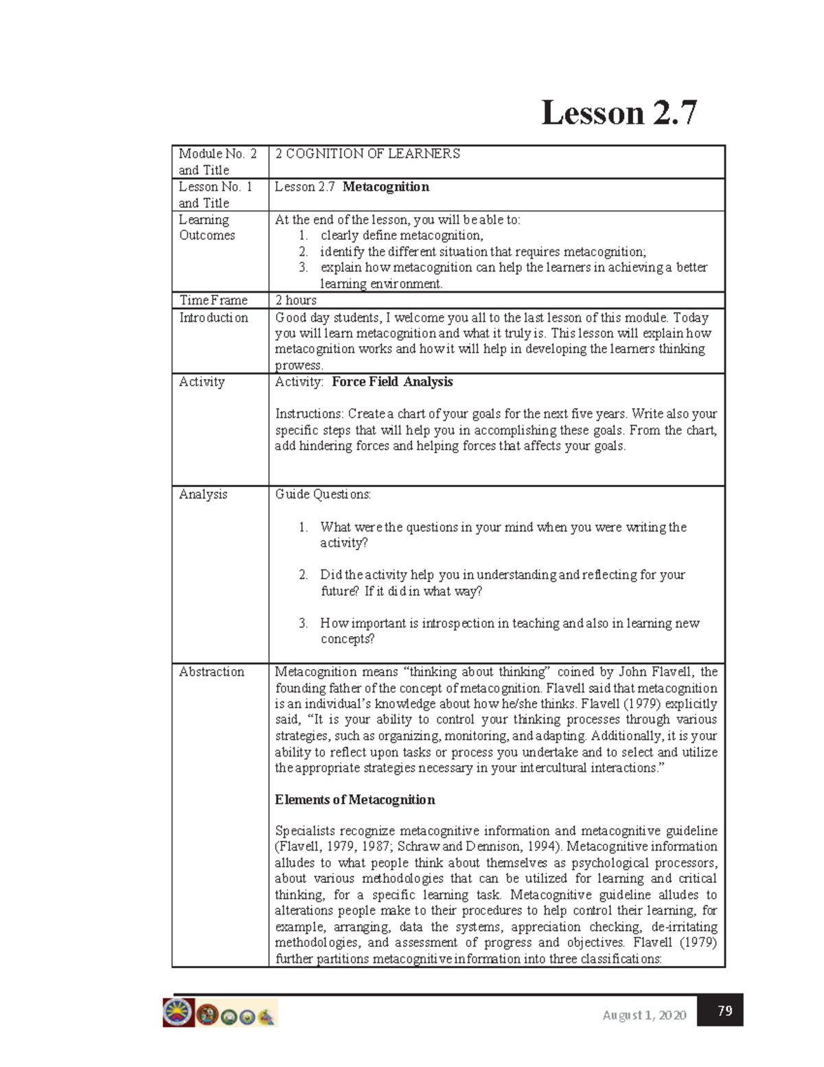 Module - 10 2021 Notes - Lesson 2. Module No. 2 and Title 2 COGNITION ...