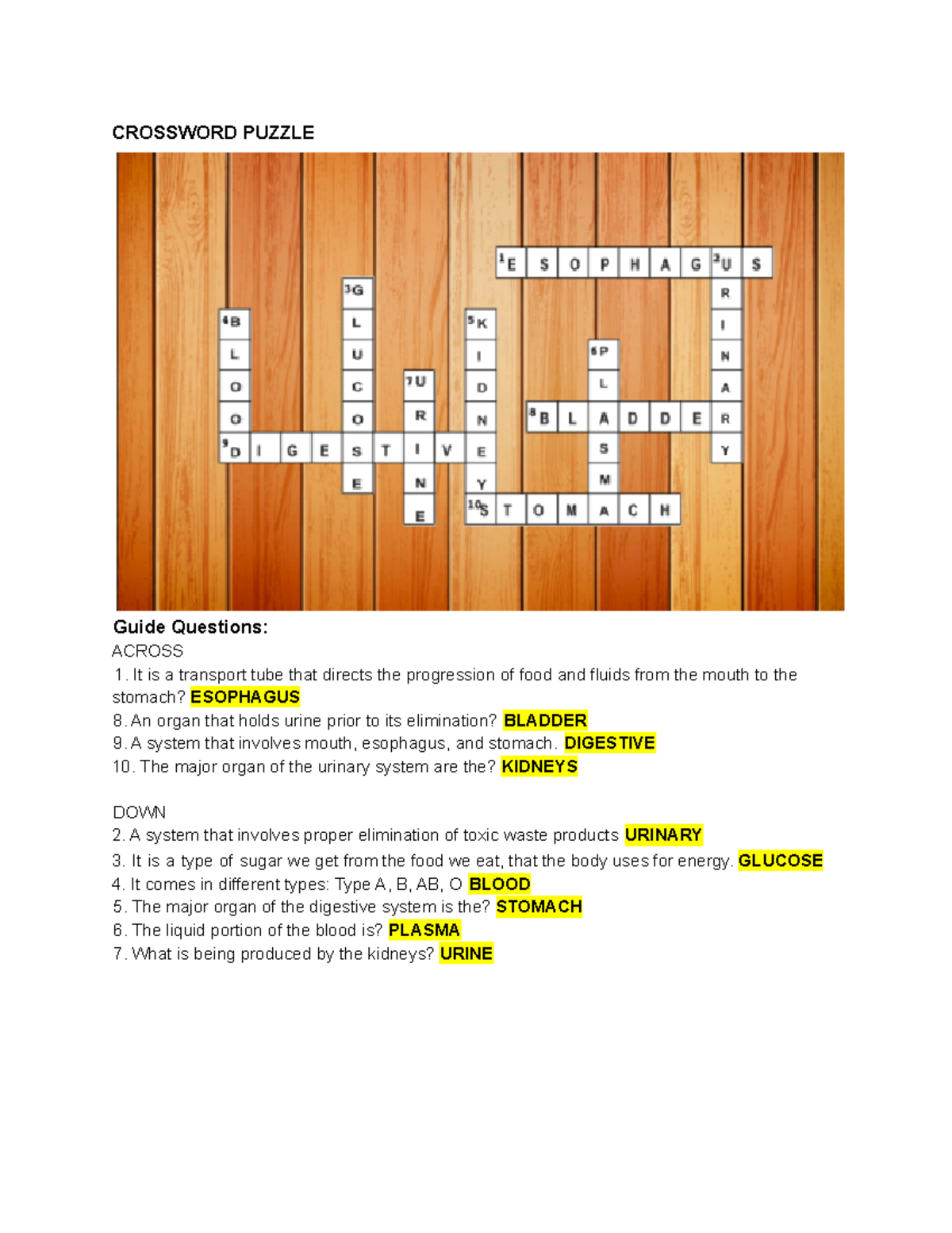 M1 Pre Task CROSSWORD PUZZLE CROSSWORD PUZZLE Guide Questions