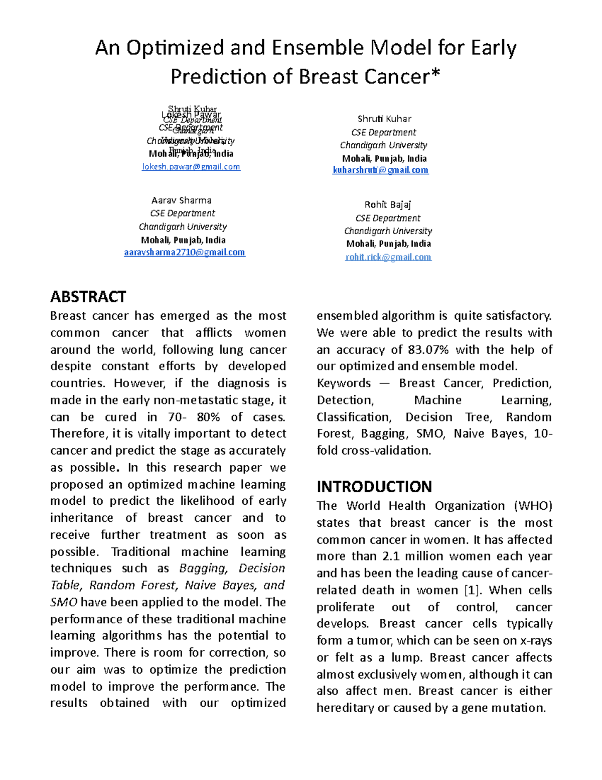 Final Research Paper - An Optimized and Ensemble Model for Early ...