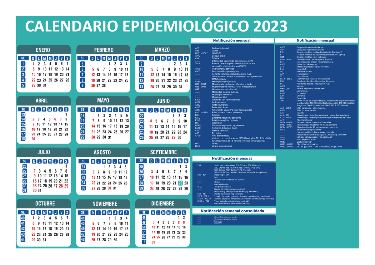 Calendario epidemiologico Epidemiologia Studocu