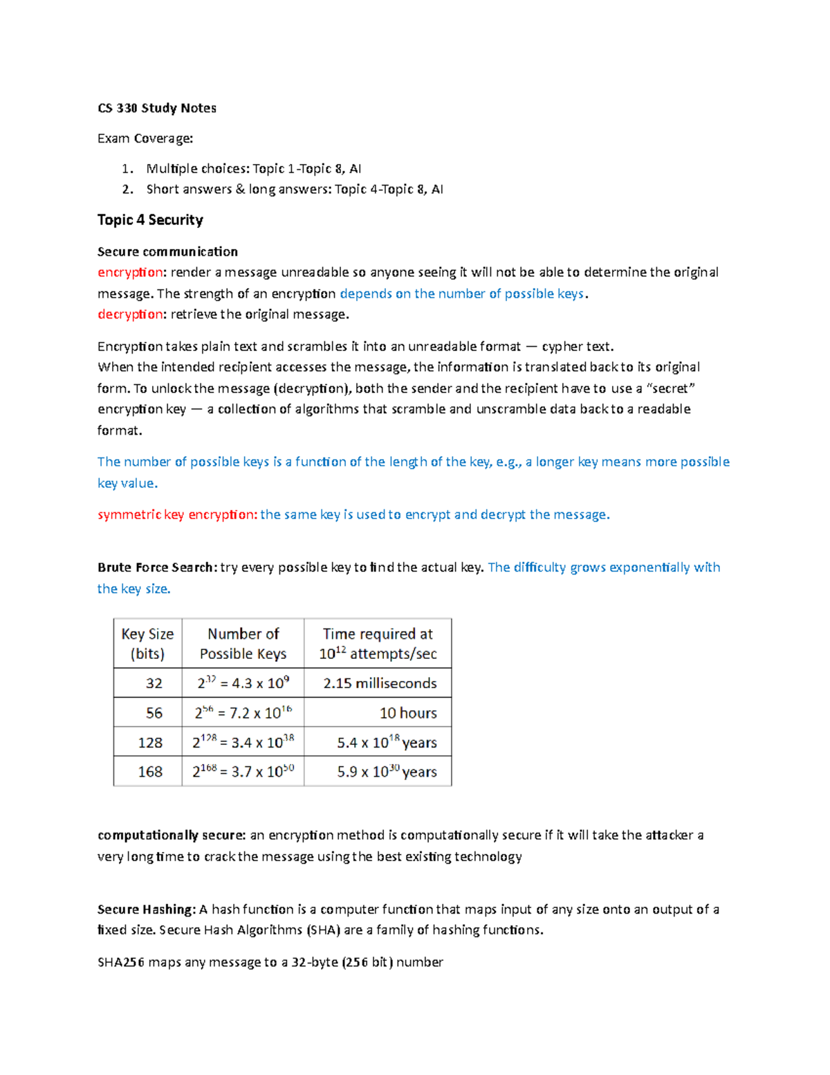 CS 330 Topic 4-5 - CS 330 Study Notes Exam Coverage: Multiple Choices ...