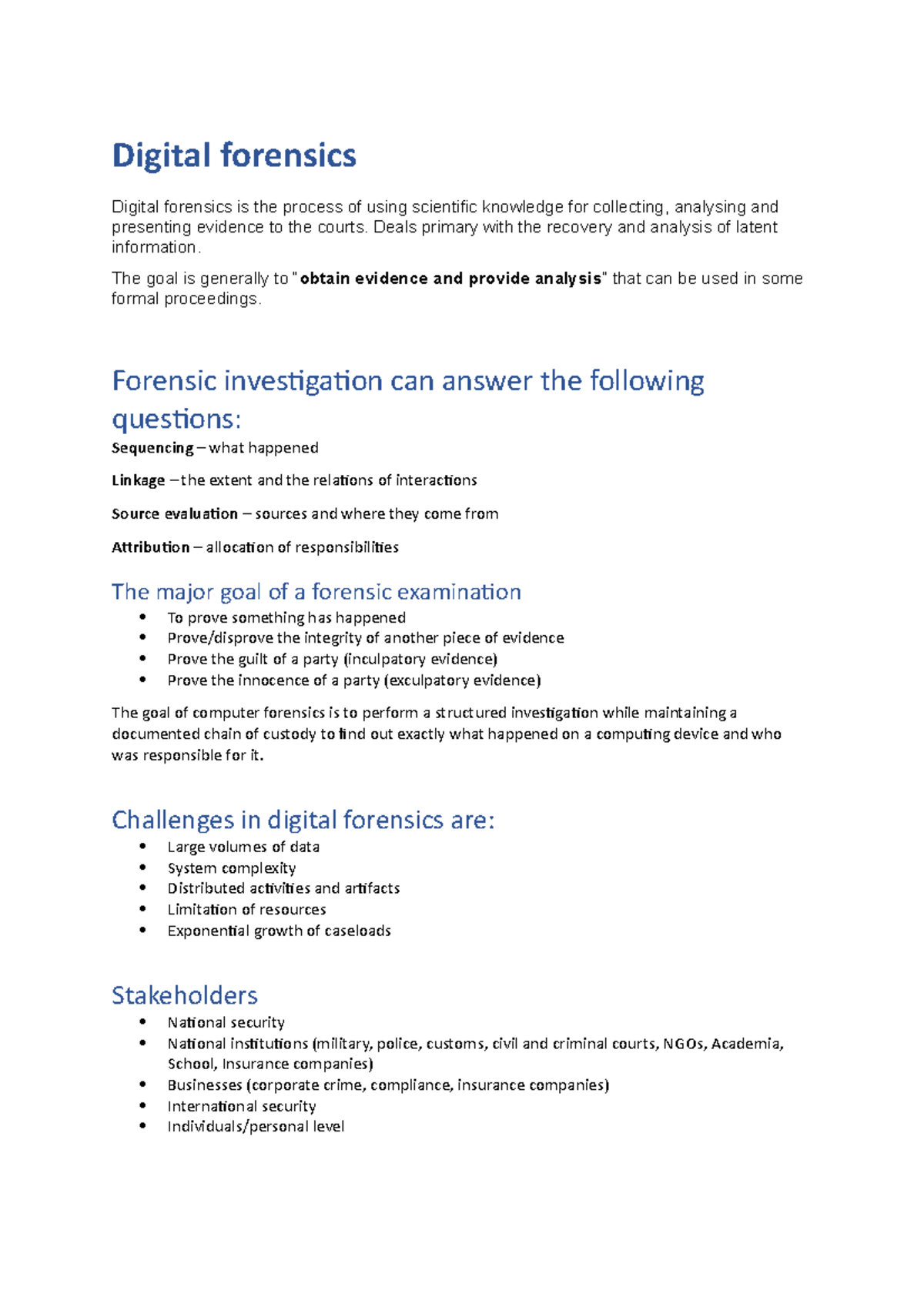 Digital Forensics Notes - Digital Forensics Digital Forensics Is The ...