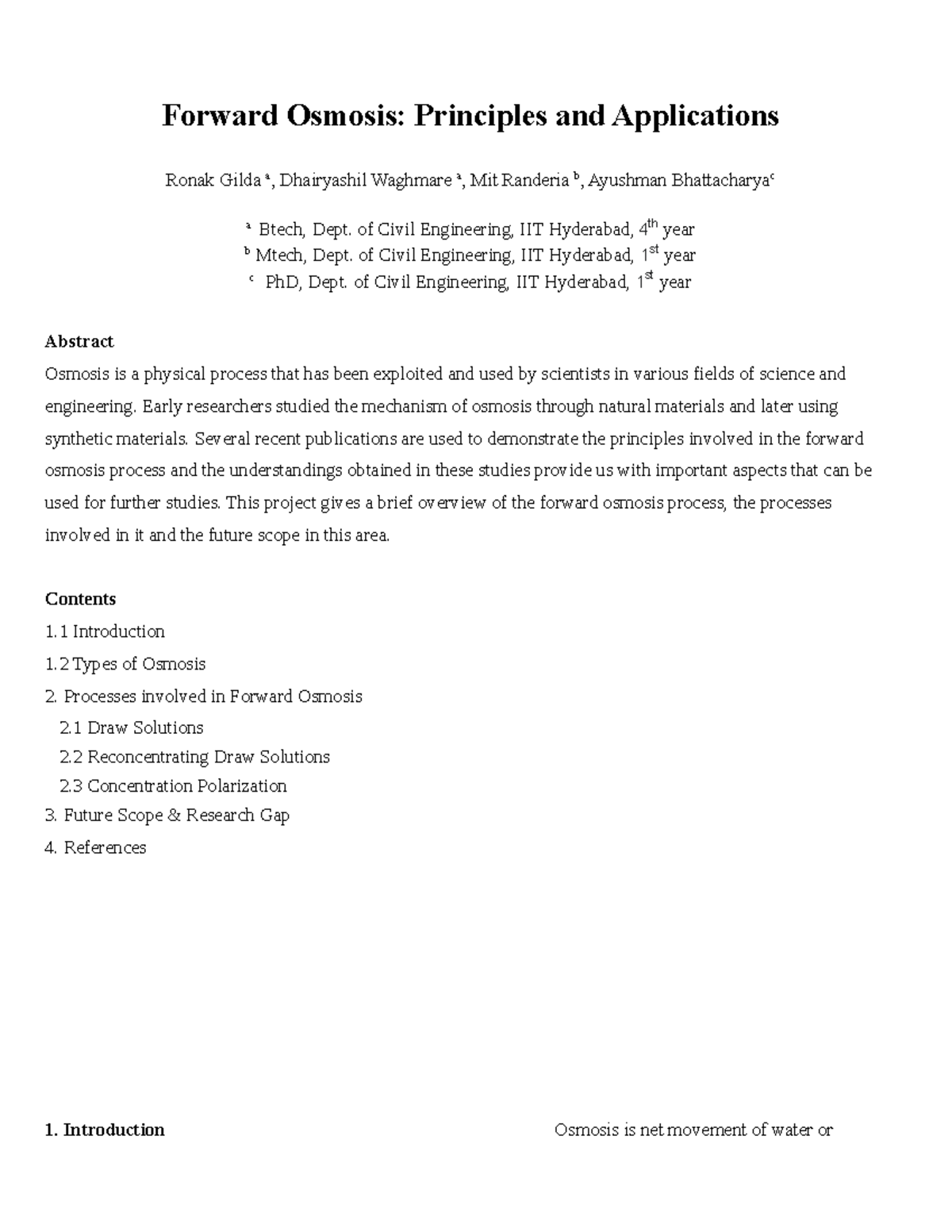 Forward Osmosis - Lecture Notes 1 - Forward Osmosis: Principles And ...