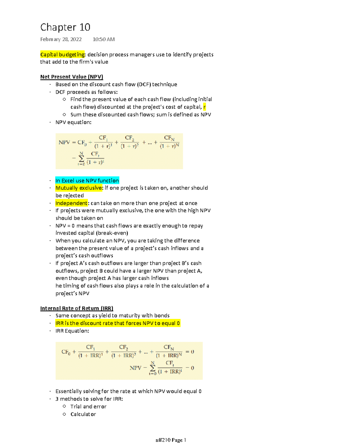 Chapter 10 - Capital budgeting: decision process managers use to ...