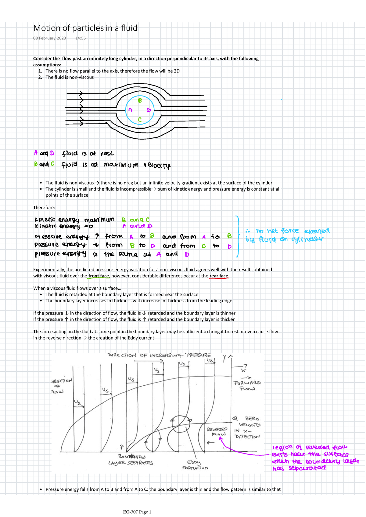 Chapter 1-Motion Of Particles In A Fluid - Consider The Flow Past An ...