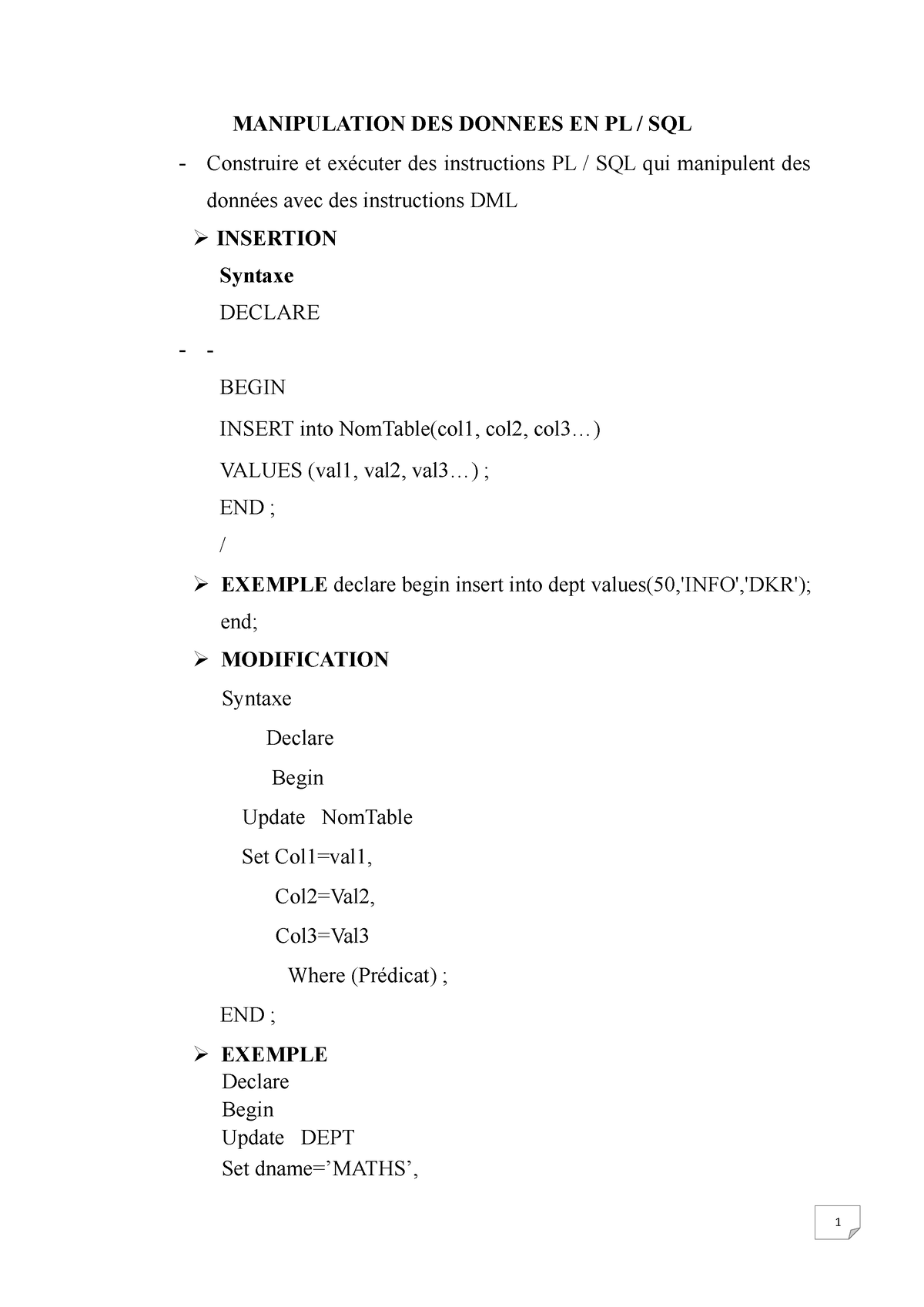 24 Manipulation Des Données En Pl Sql Modifier Avec Word Manipulation Des Donnees En Pl Sql 7264